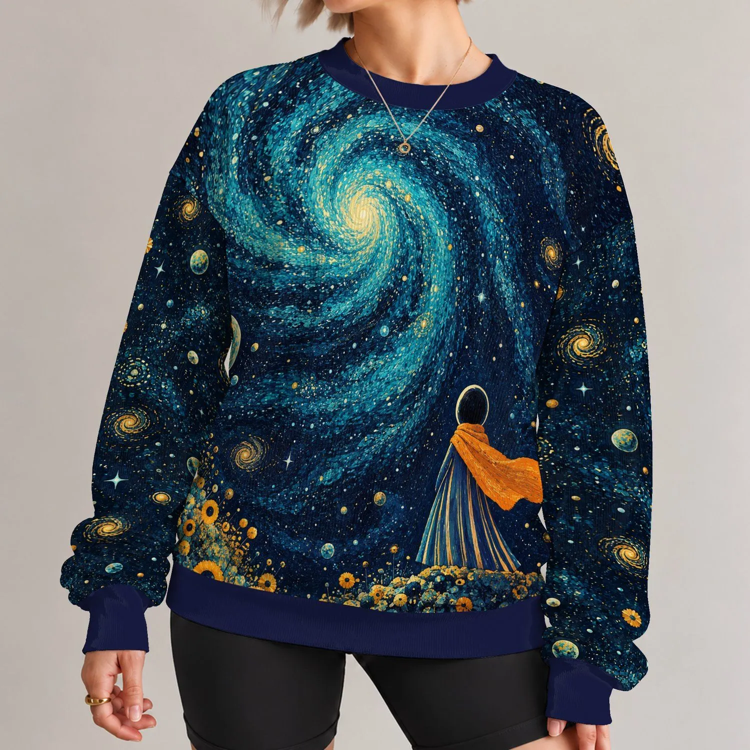 Spiral Galaxy Traveler Night Sky Art for Stargazing and Space-Loving Adventurers All-over Print Knitted Sweater - 1