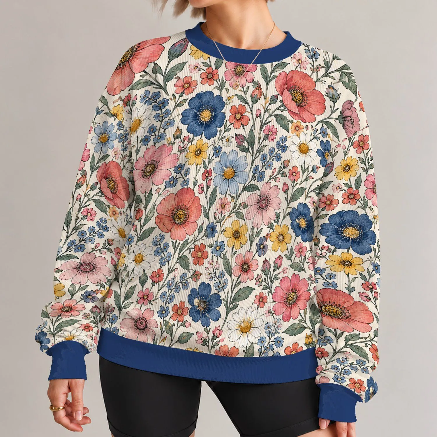 Colorful Wildflower Garden for Spring Outings and Everyday Nature Lovers All-over Print Knitted Sweater - 1