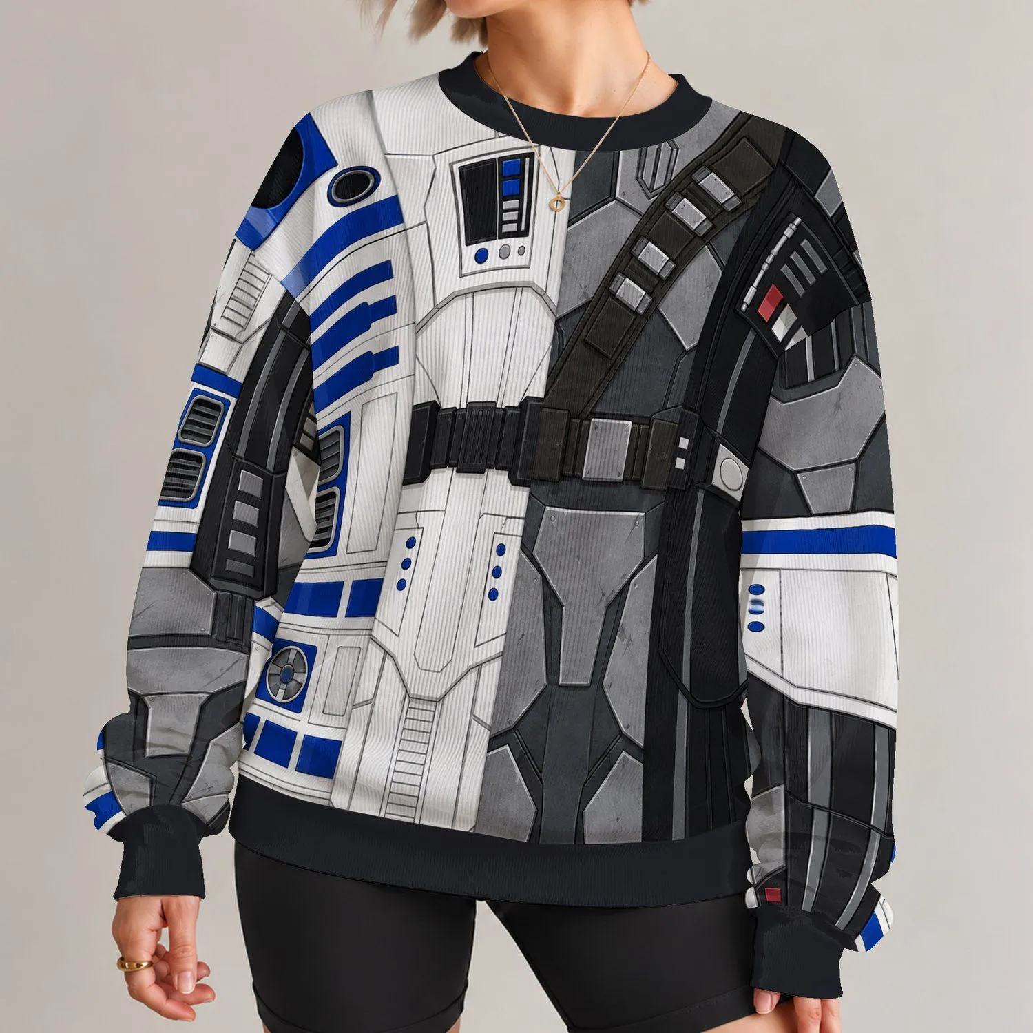 Space Hero Costume Details for Halloween Parties and Sci-Fi Fan Events All-over Print Knitted Sweater - 1