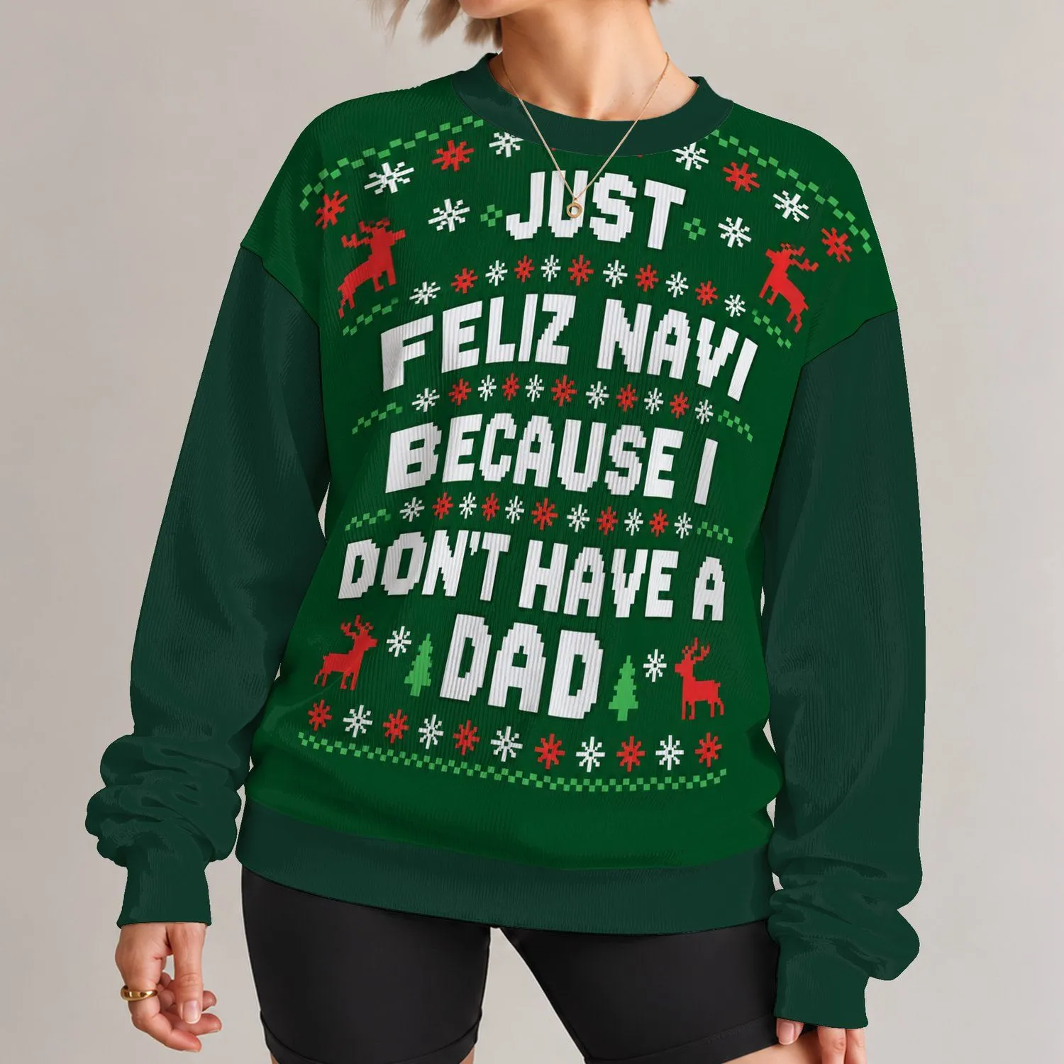 Sarcastic Feliz Navi Dad Humor for Christmas Party Laughs and Holiday Gift Giving All-over Print Knitted Sweater - 1