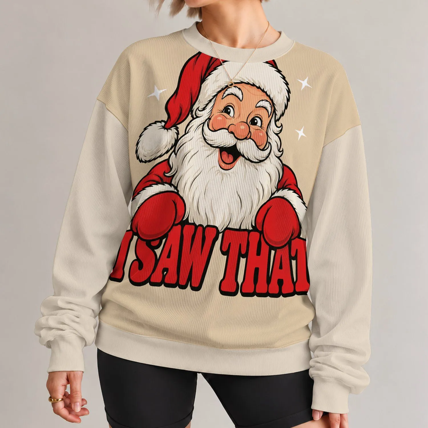 Santa I Saw That Holiday Humor Christmas Gift for Festive Winter Celebrations All-over Print Knitted Sweater - 1