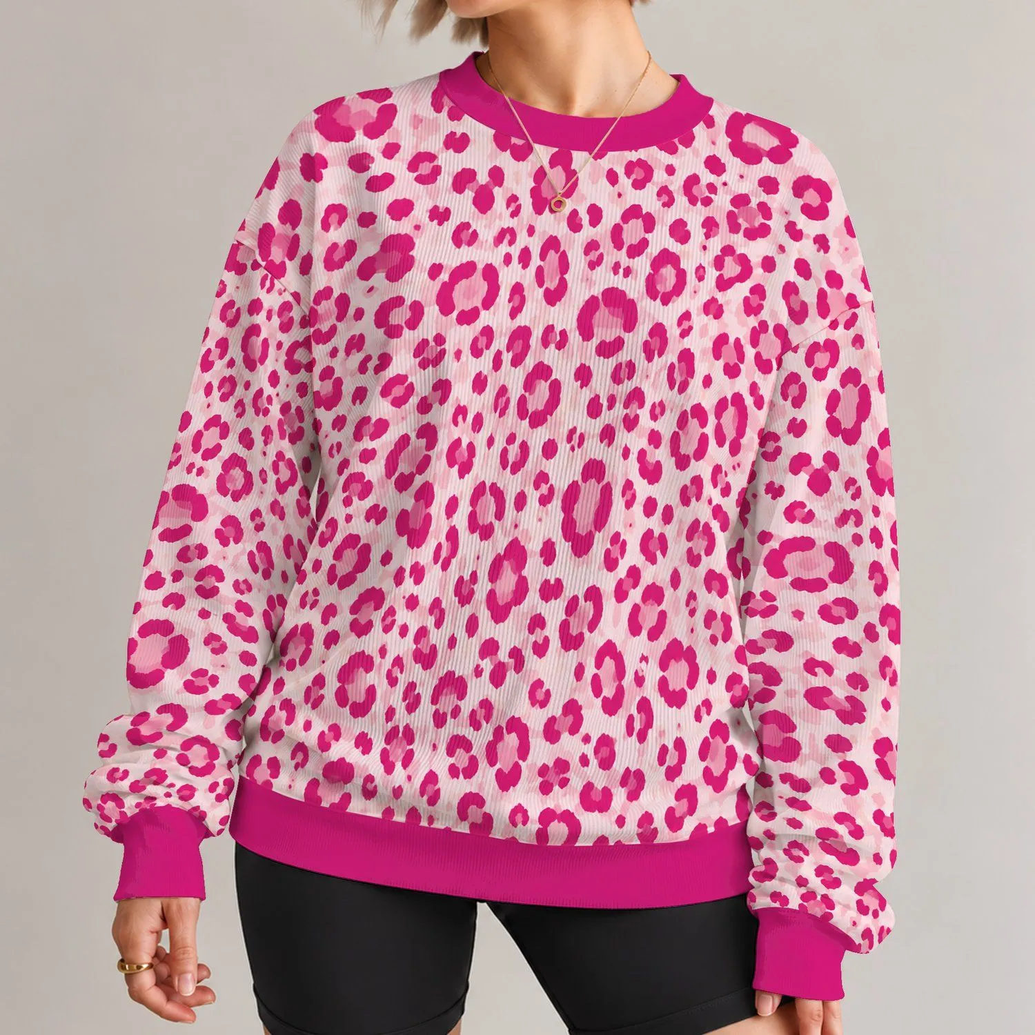 Rose Pink Animal Spots for Bright Everyday Style and Spring Outings All-over Print Knitted Sweater - 1