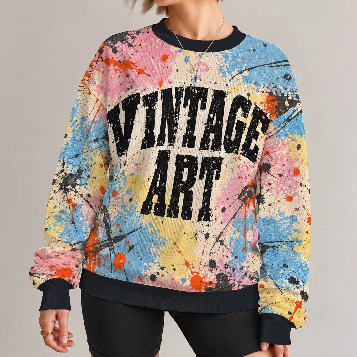 Vintage Art Splatter Aesthetic for Creative Weekends and Everyday Streetwear All-over Print Knitted Sweater - 1