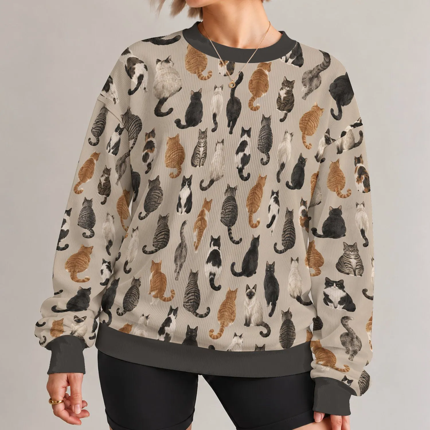 Multicolor Cat Silhouette Motifs for Cozy Everyday Style and Gifts for Feline Lovers All-over Print Knitted Sweater - 1
