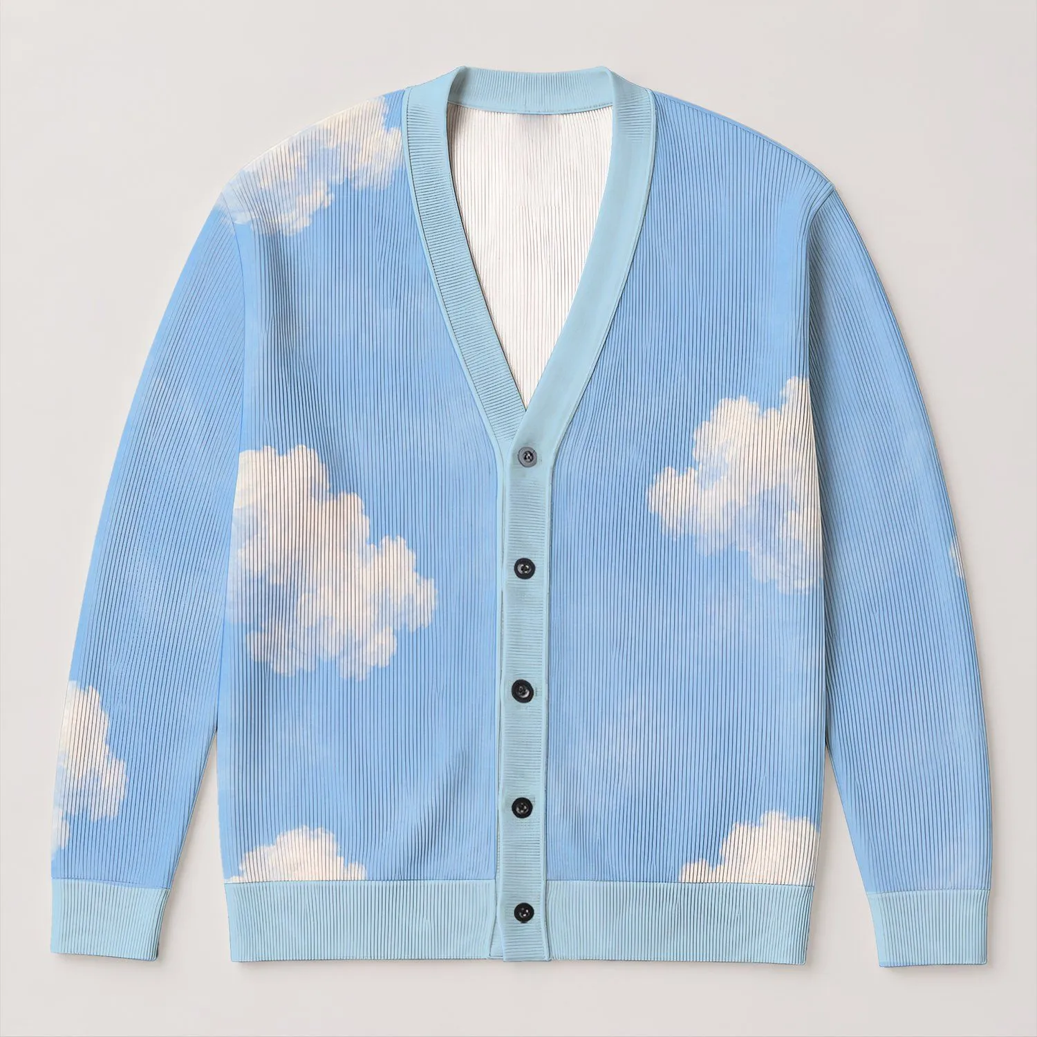 Soft White Cloud Florals for Relaxed Everyday Layering All-over Print Knitted Cardigan - 1