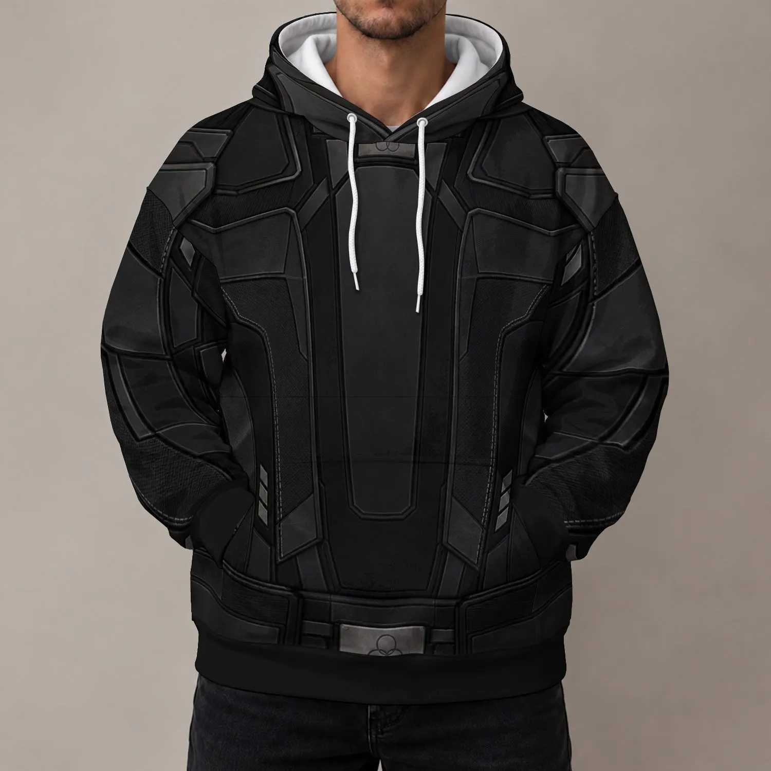 Black Tactical Armor Look for Cosplay, Conventions and Action-Fan Events All-over Print Hoodie (Lightweight) - 1