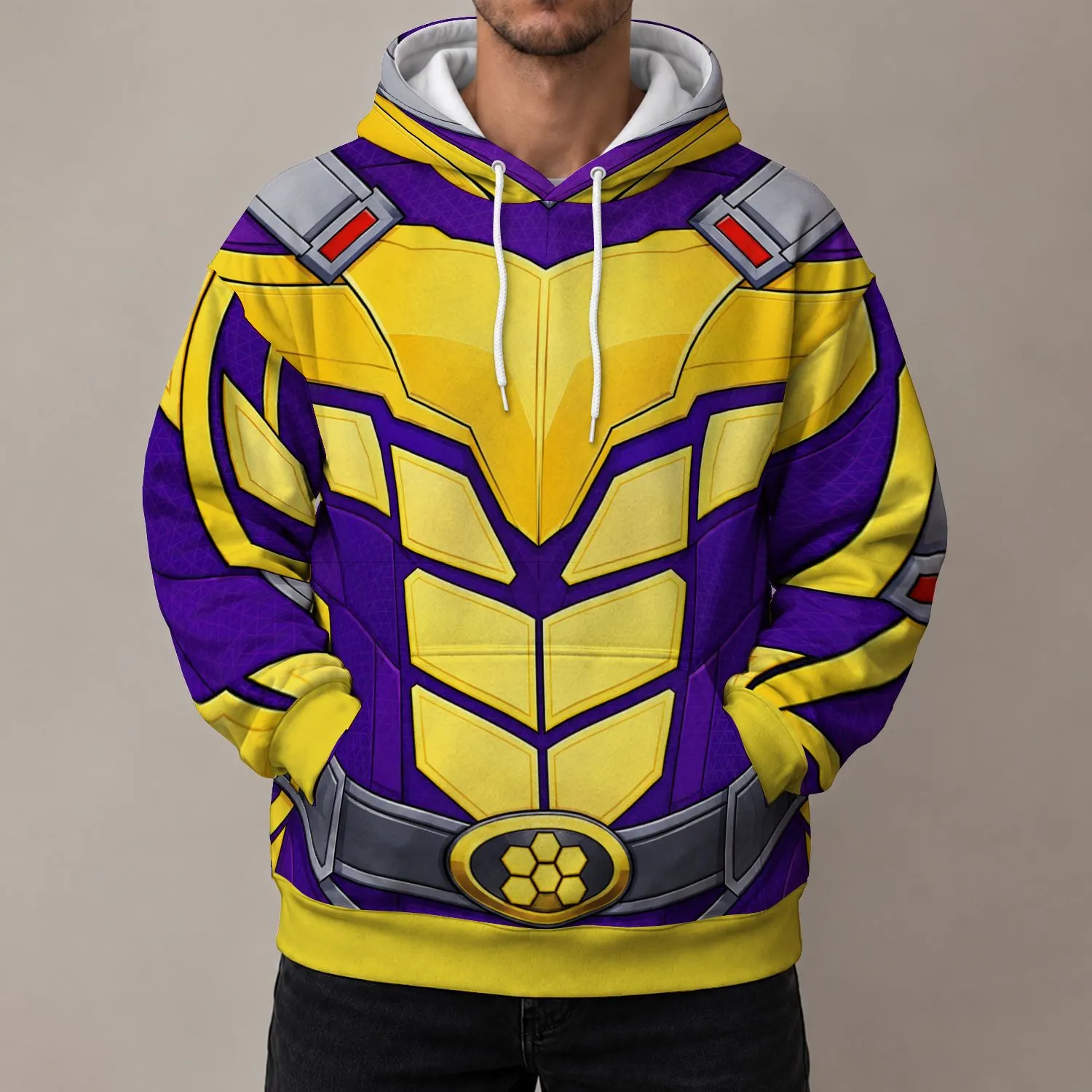 Purple And Gold Honeycomb Hero Suit For Cosplay Events And Fans All-over Print Hoodie (Lightweight) - 1