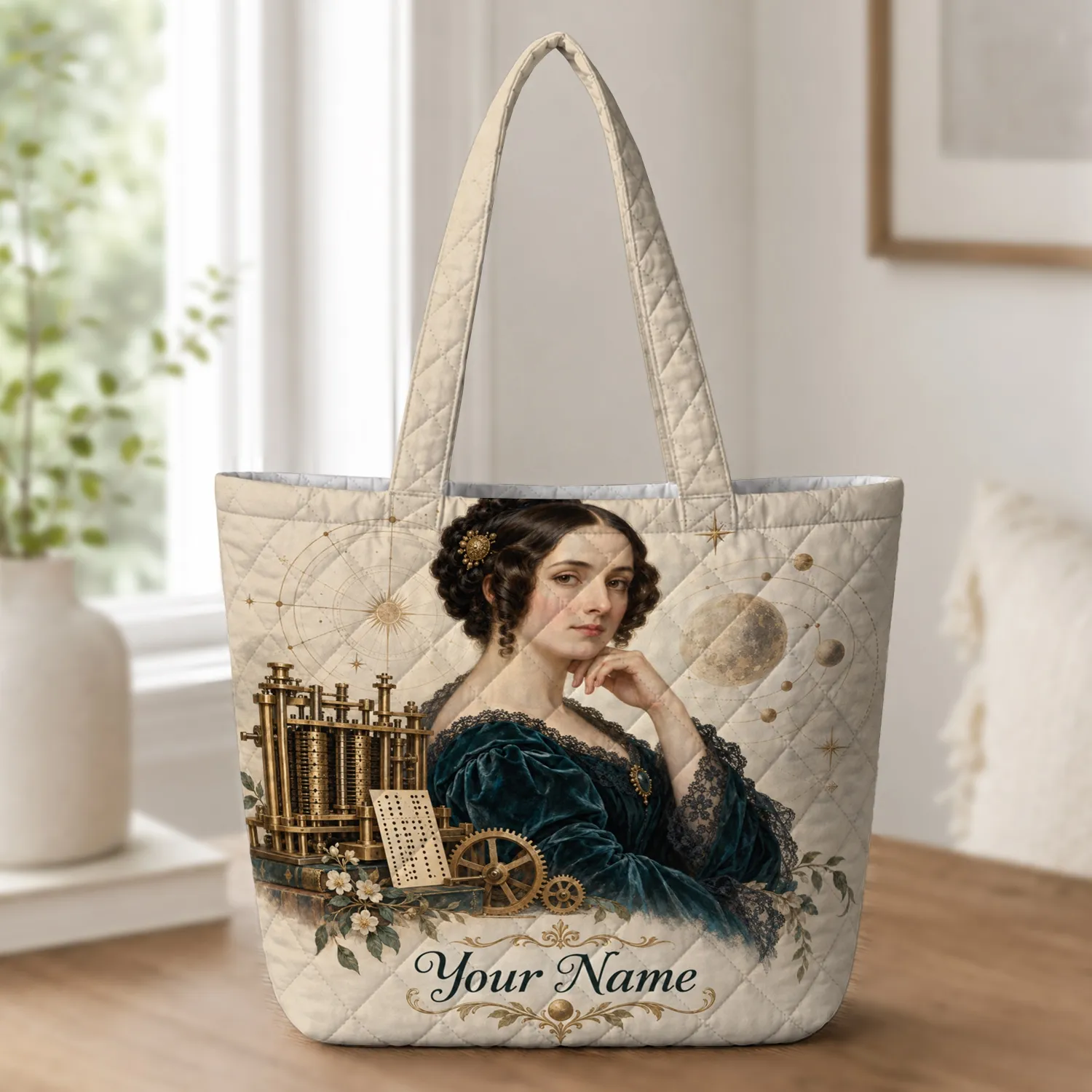 Ada Lovelace Victorian Science Tribute for Scholars, Readers, and Curious Minds Today Quilted Tote Bag - 1
