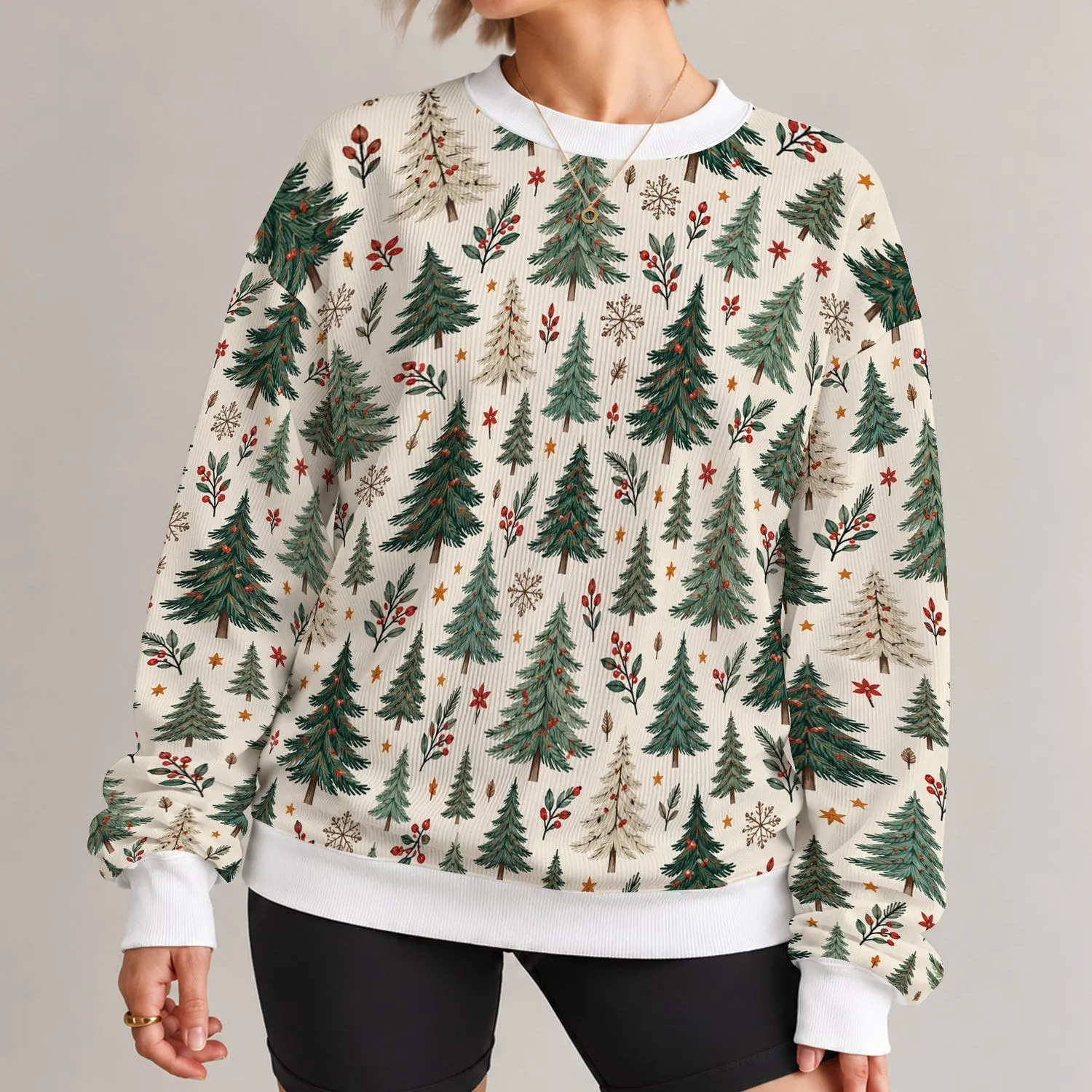 Evergreen Tree Holiday Cheer For Cozy Winter Gatherings And Festive Family Celebrations All-over Print Knitted Sweater - 1