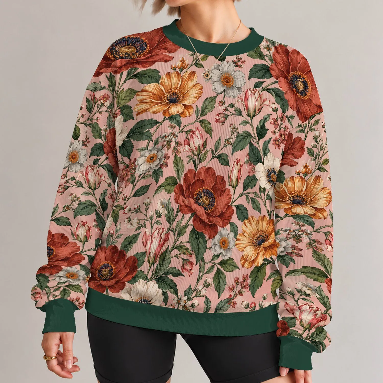 Vintage Botanical Florals for Garden Strolls and Everyday Spring Style for Her All-over Print Knitted Sweater - 1