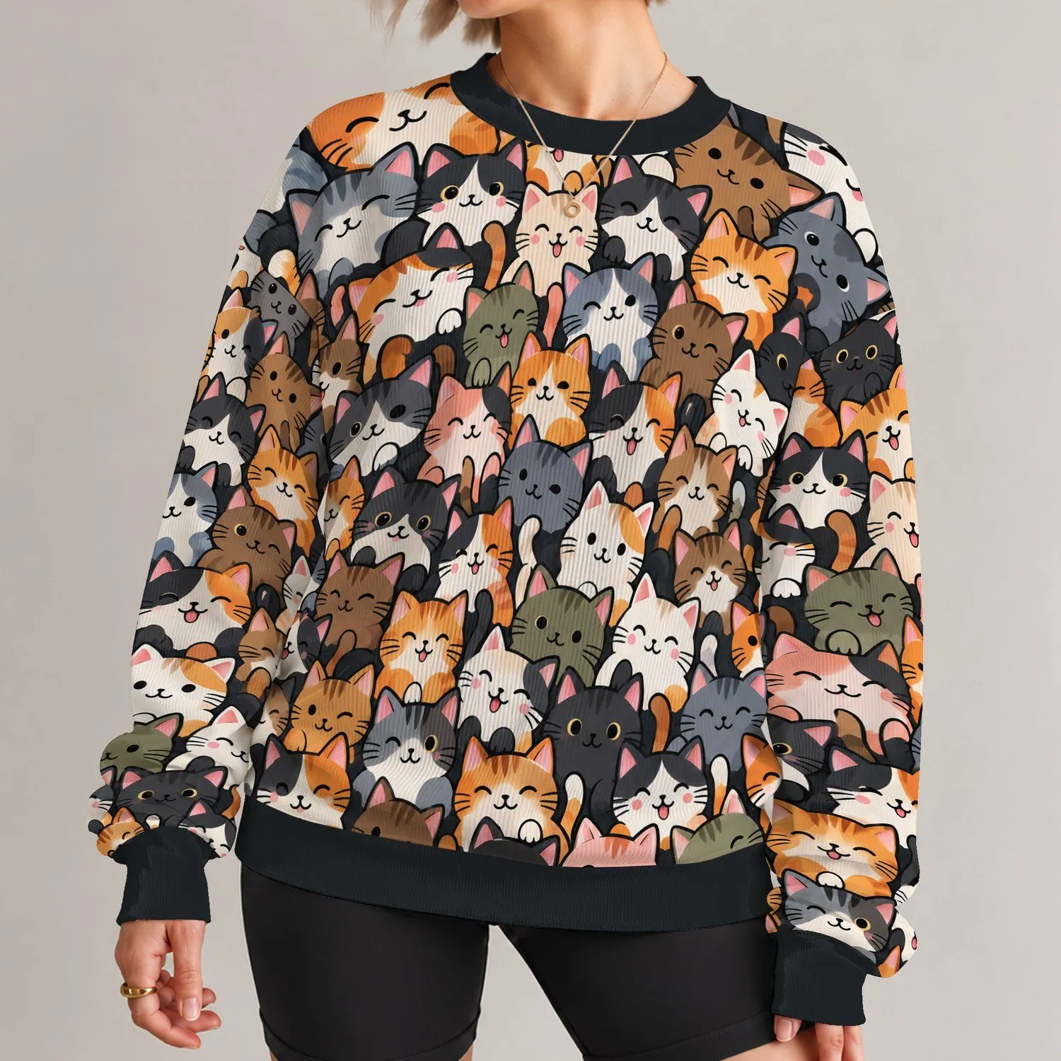 Cat Faces for Cozy Weekends and Everyday Casual Style for Playful Cat Lovers Everywhere All-over Print Knitted Sweater - 1