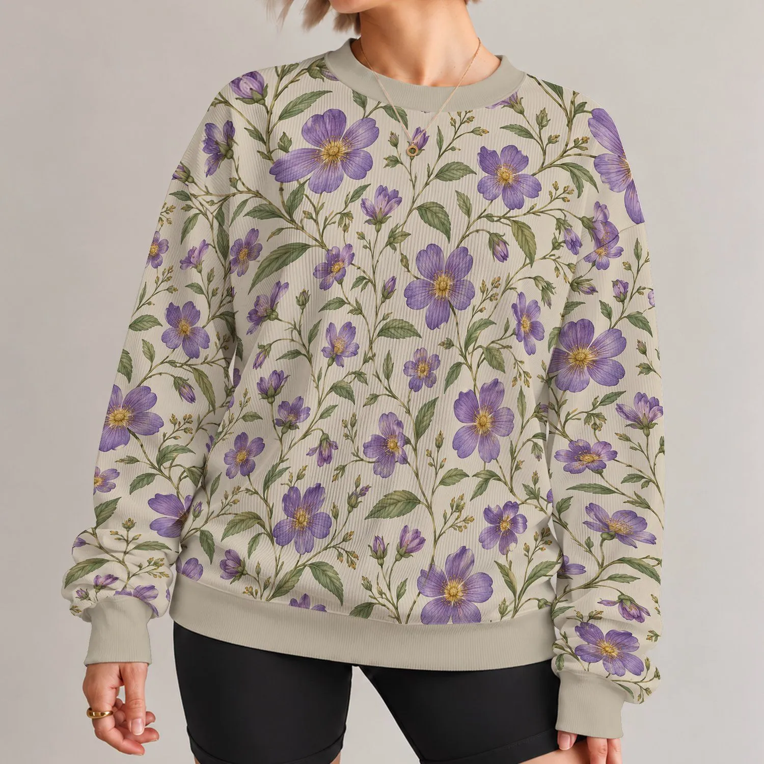 Vintage Violet Wildflowers for Elegant Everyday Style and Garden Gatherings for Women All-over Print Knitted Sweater - 1