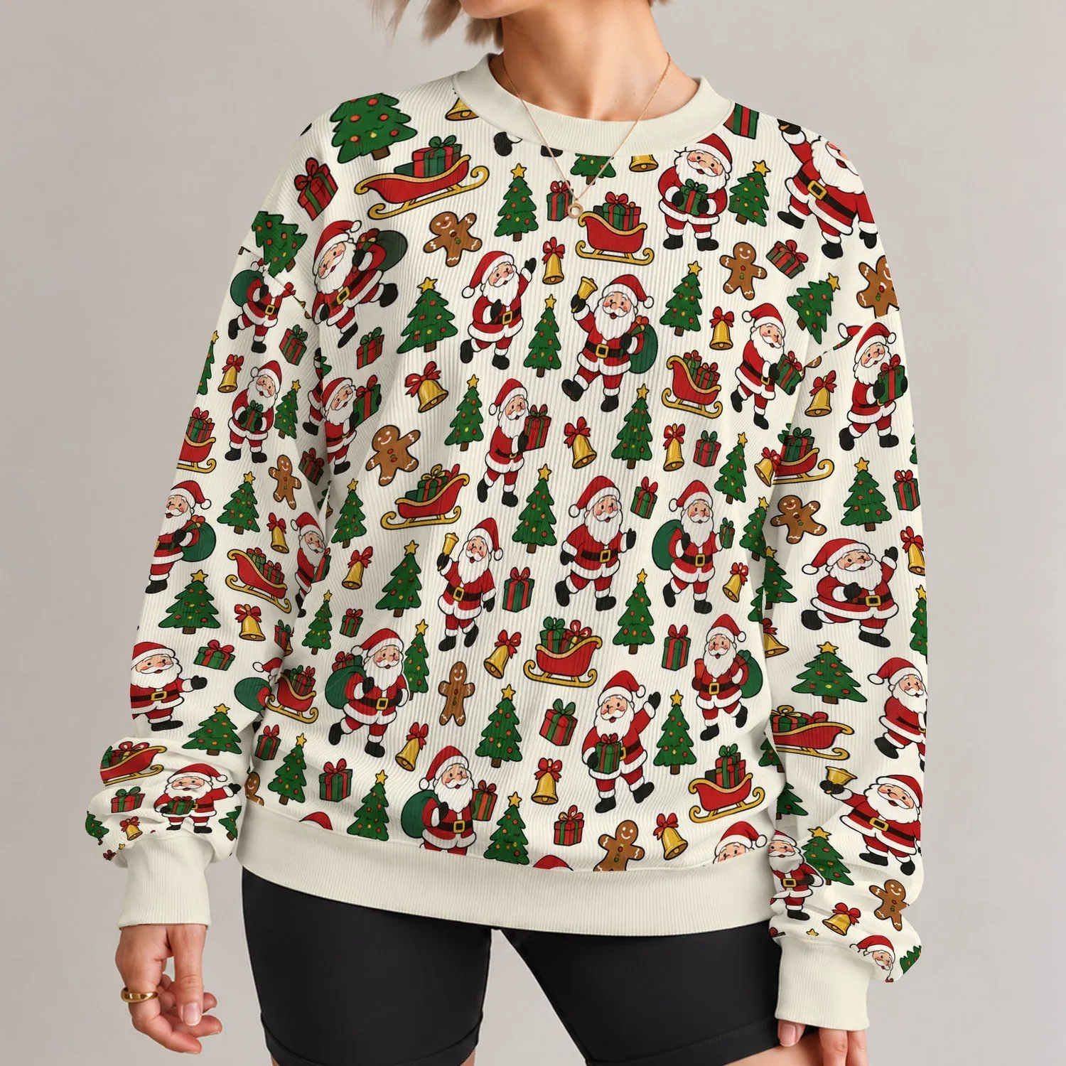 Cheerful Santa And Holiday Icons For Christmas Gatherings And Festive Winter Days All-over Print Knitted Sweater - 1