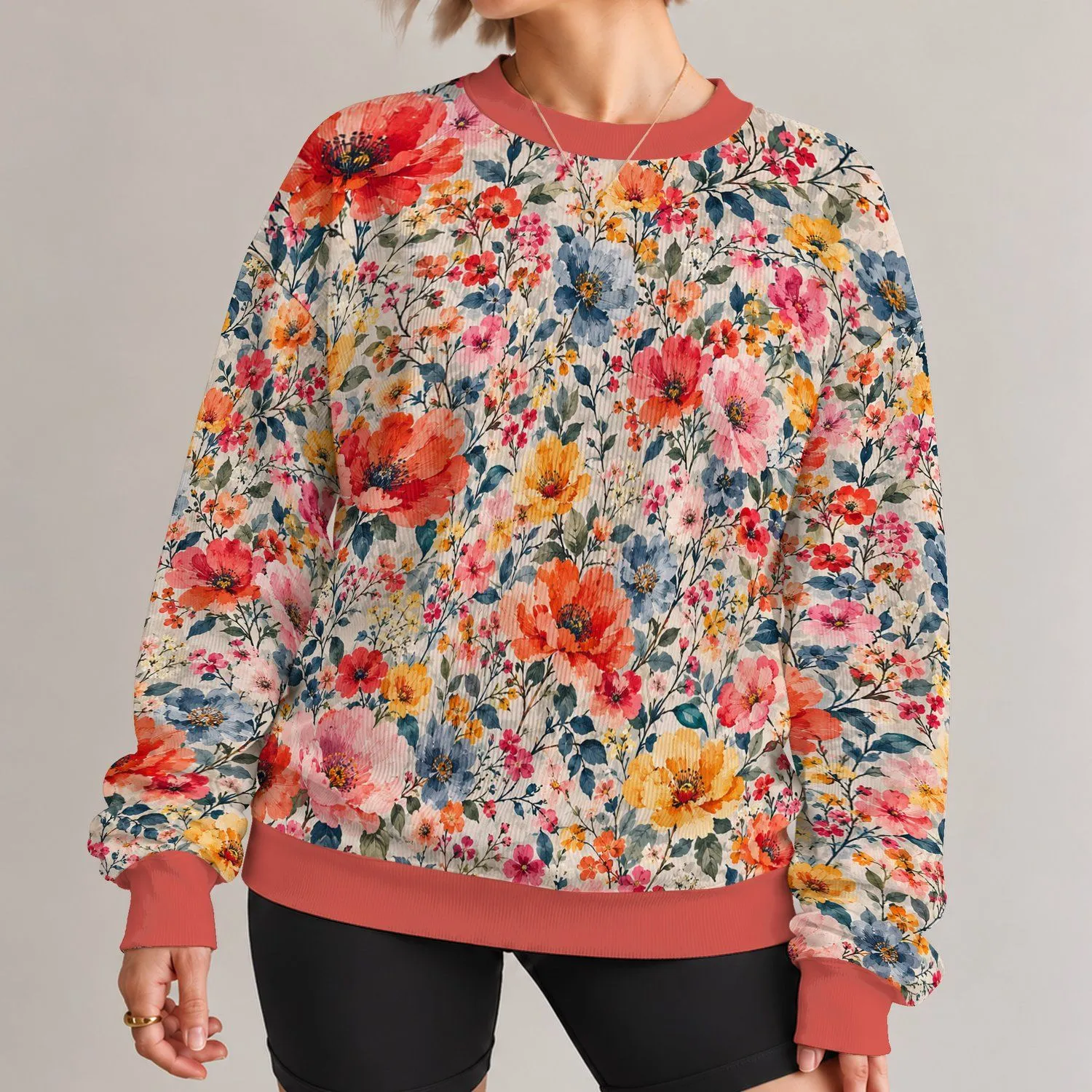 Colorful Watercolor Florals For Autumn Outings And Everyday Nature-Inspired Style All-over Print Knitted Sweater - 1