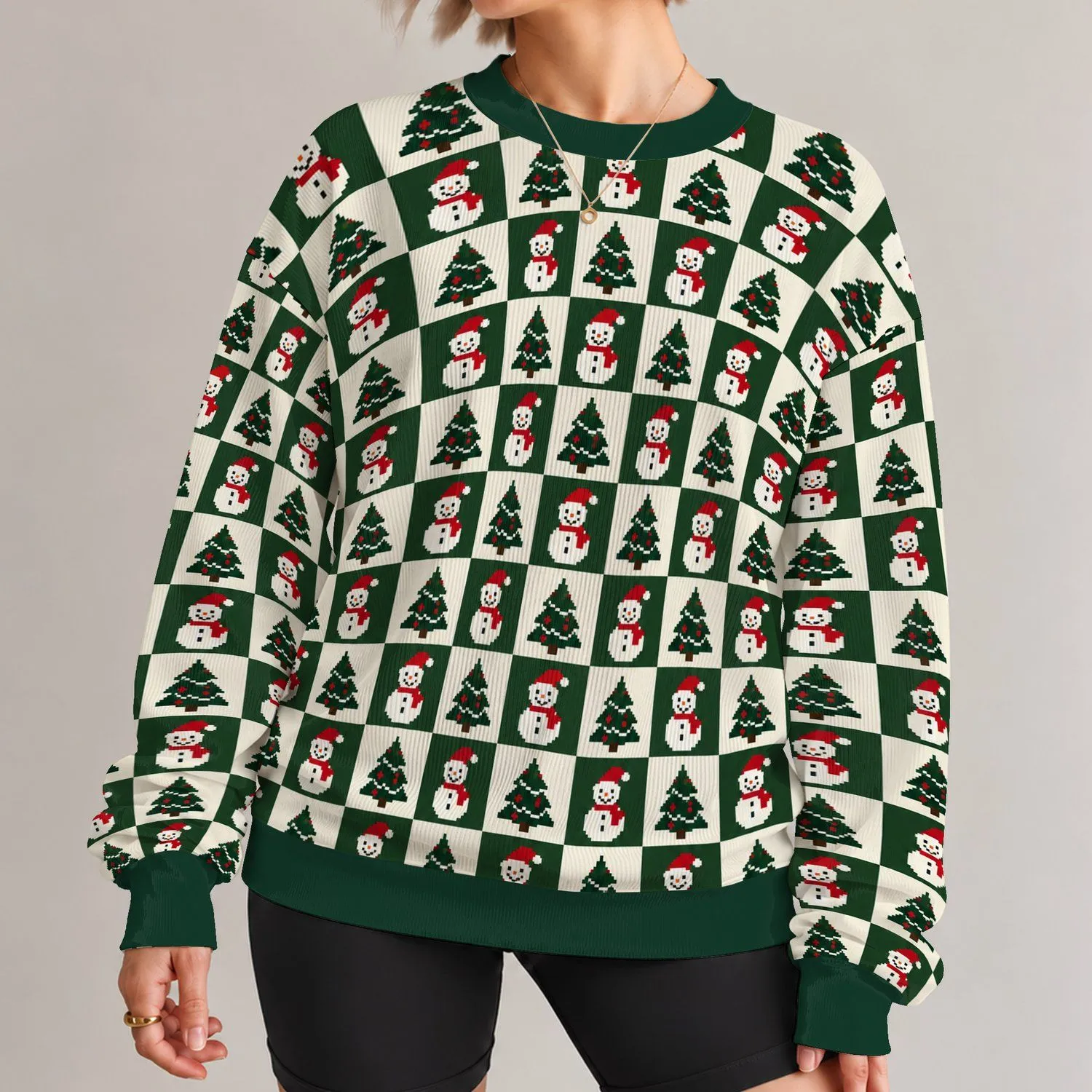 Snowman And Evergreen Christmas Motifs For Festive Holiday Gatherings All-over Print Knitted Sweater - 1