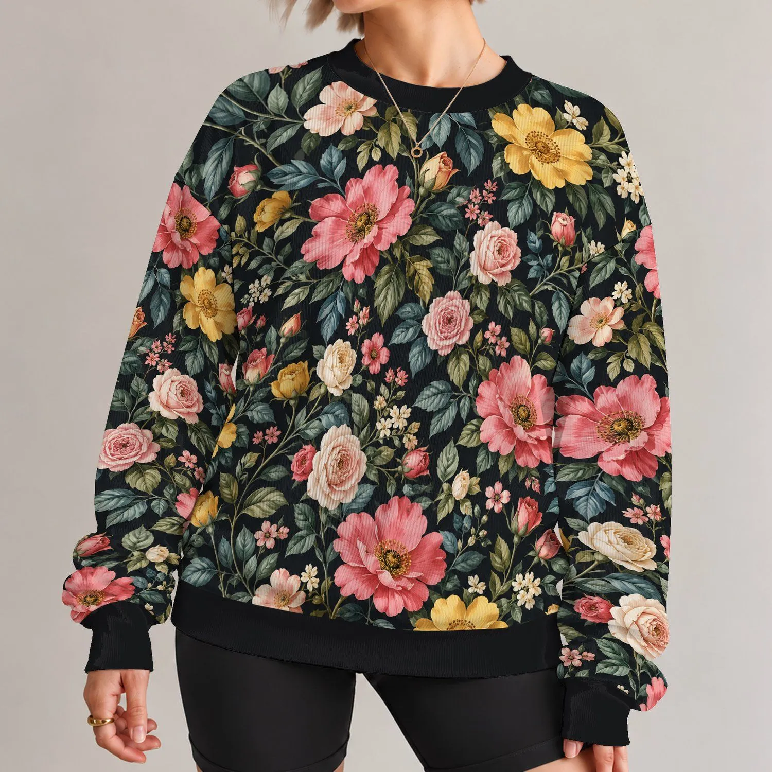 Vintage Rose And Wildflower Botanical For Colorful Everyday Outfits And Garden Days All-over Print Knitted Sweater - 1