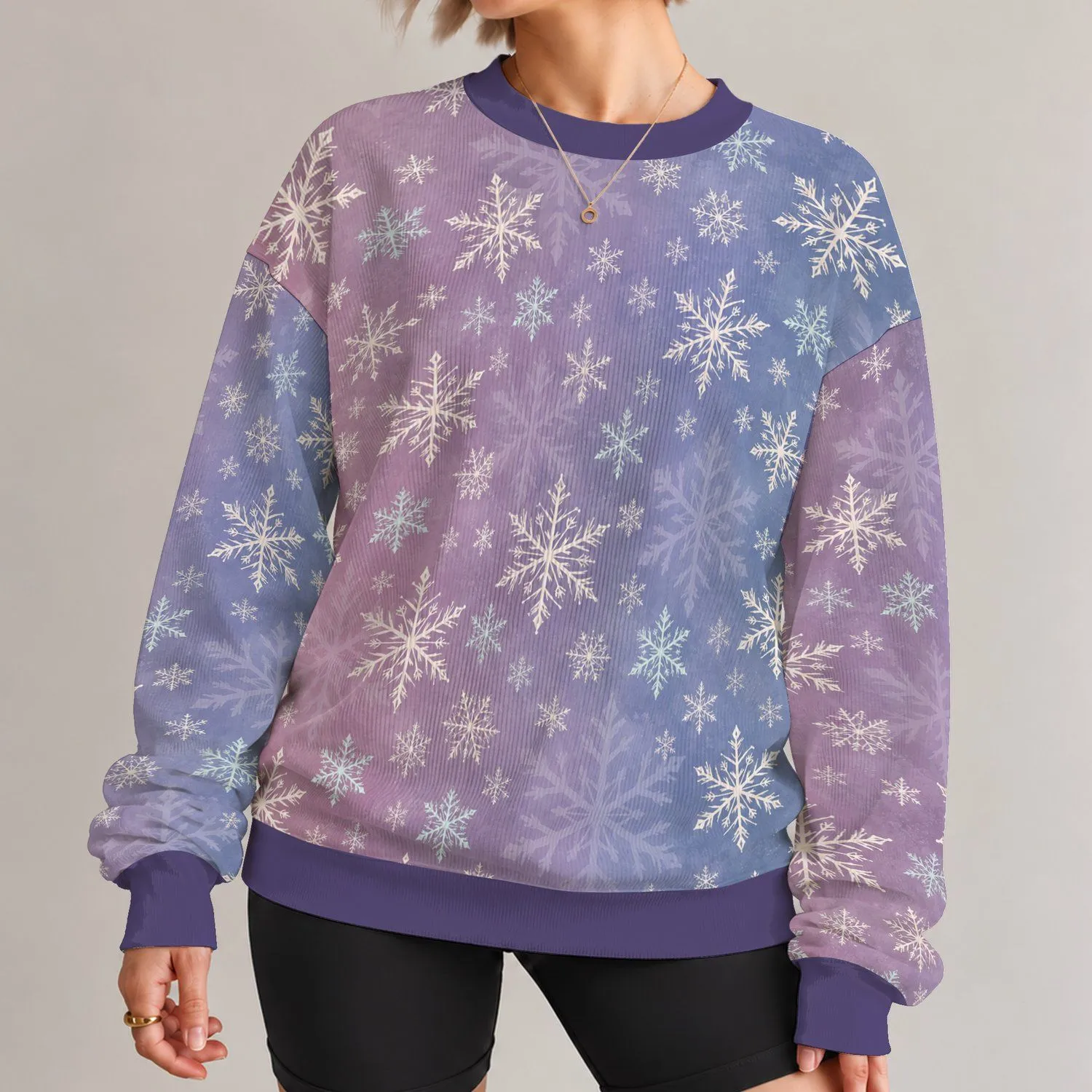 Pastel Snowflake Motifs for Cozy Holiday Celebrations and Relaxed Winter Days Out All-over Print Knitted Sweater - 1