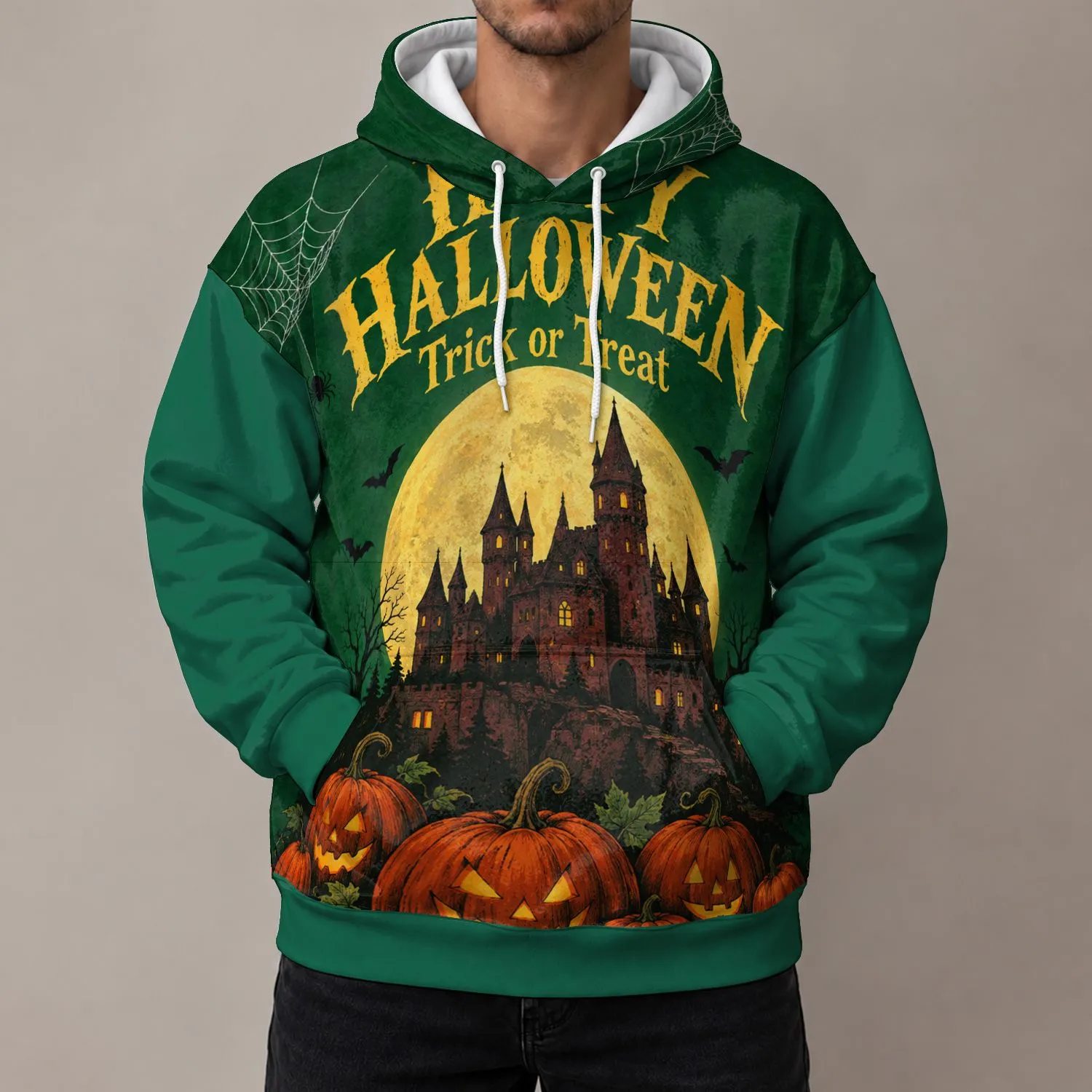 Halloween Moonlit Castle and Pumpkins for Spooky Season Celebrations All-over Print Hoodie (Lightweight) - 1