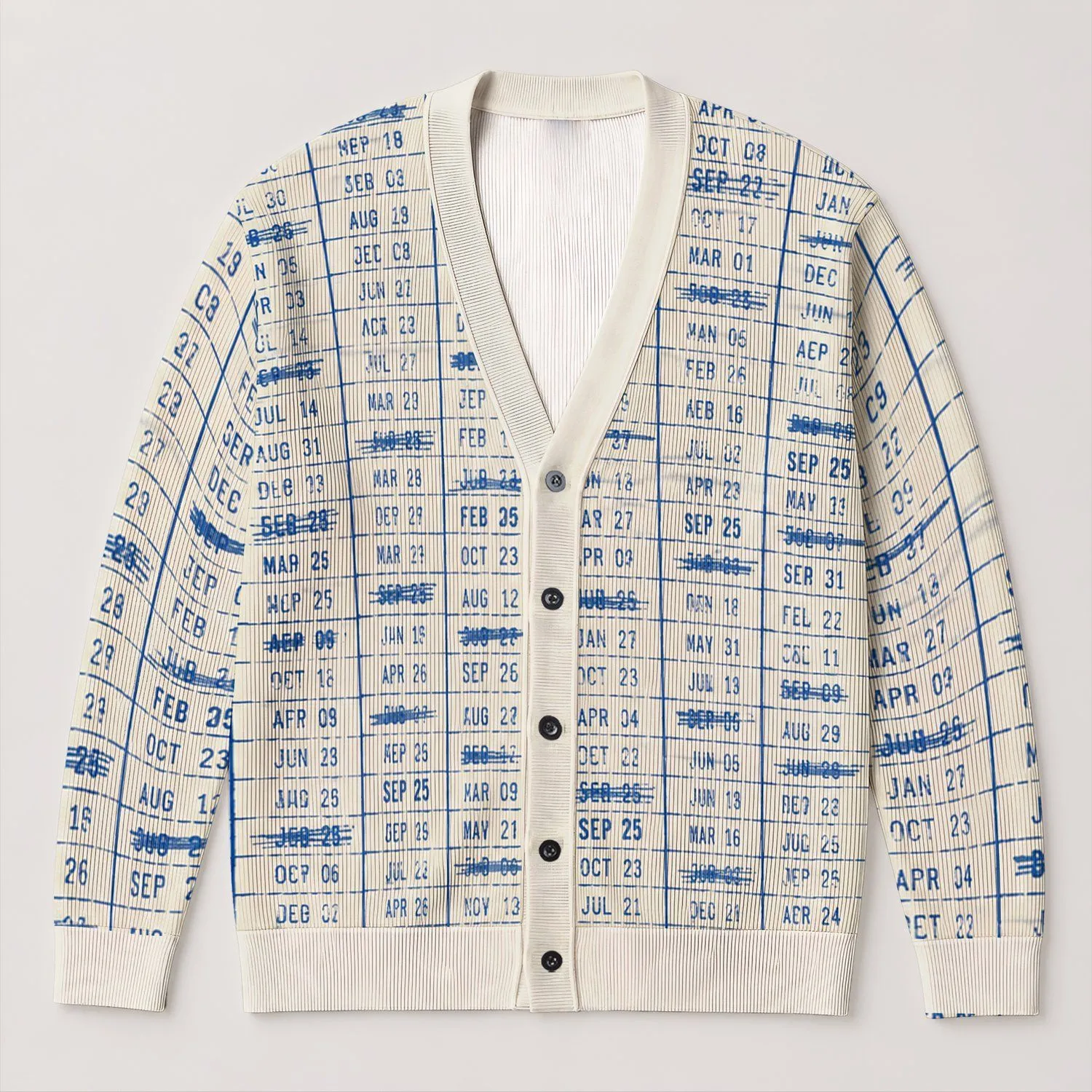 Vintage Library Due Date Ledger Motif for Book Lovers and Everyday Campus Study Days All-over Print Knitted Cardigan - 1