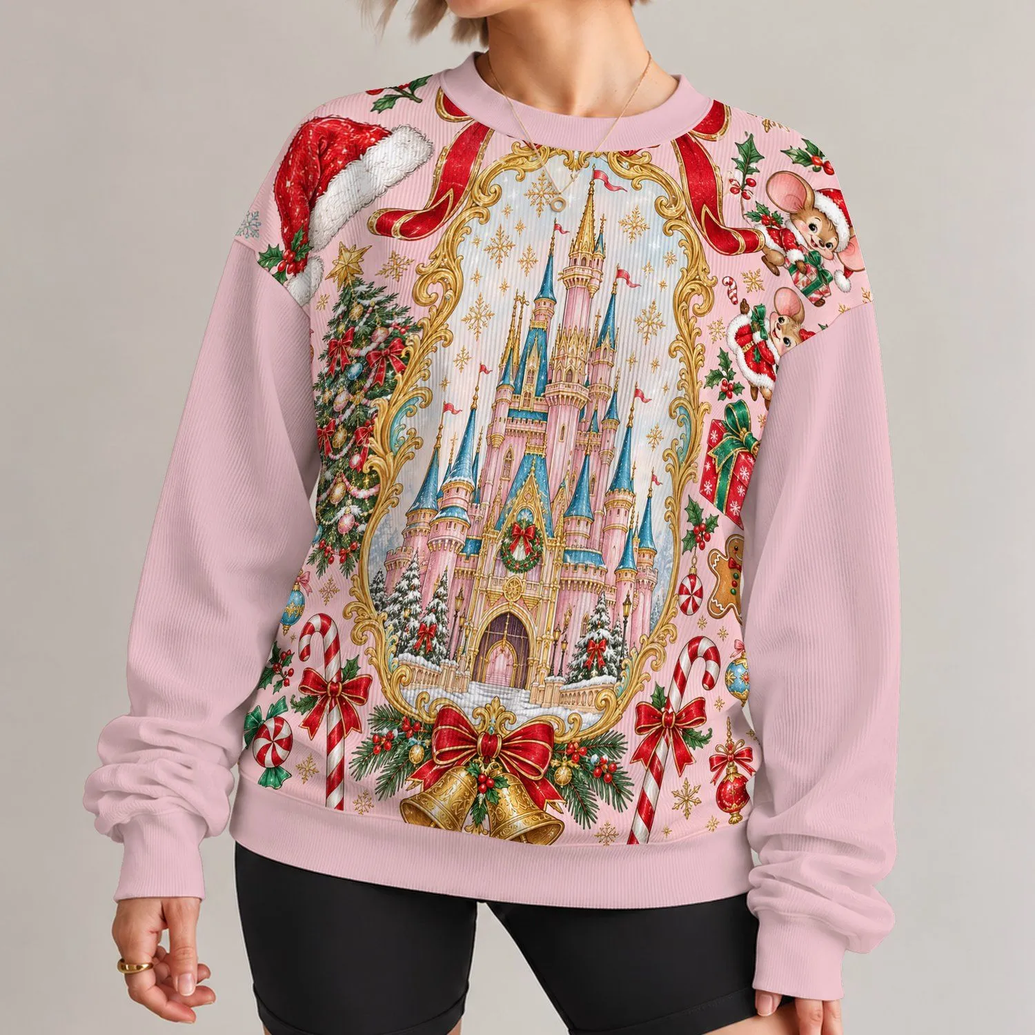 Fairytale Castle Christmas Holiday Keepsake for Magical Winter Getaways and Festive Cheer All-over Print Knitted Sweater - 1