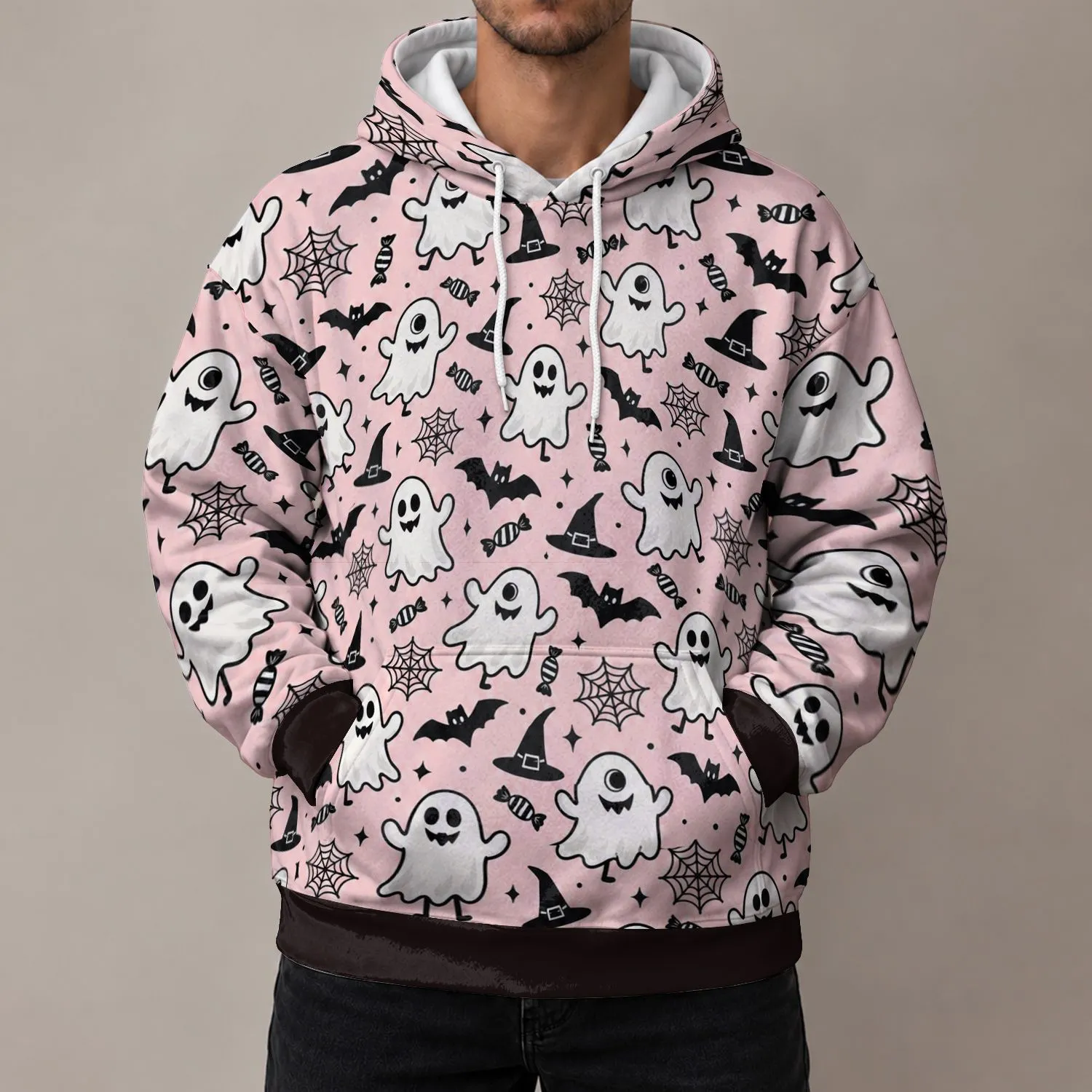 Halloween Ghosts and Spiderwebs for Spooky Autumn Nights and Casual Everyday Wear All-over Print Hoodie (Lightweight) - 1