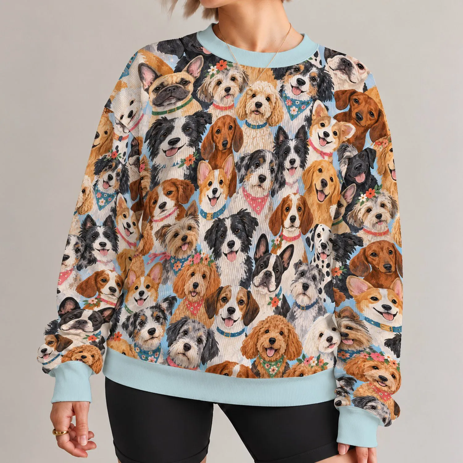 Colorful Dog Portraits for Playful Everyday Outings and Weekend Walks for Dog Lovers All-over Print Knitted Sweater - 1