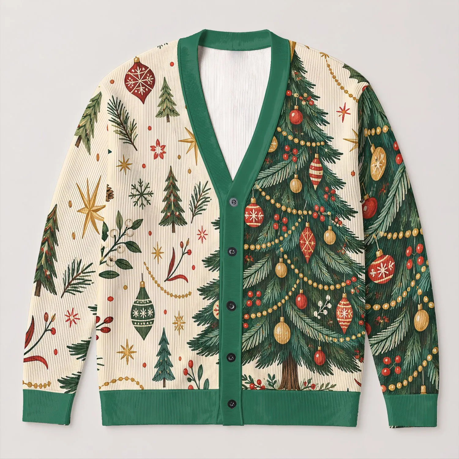 Christmas Tree Holiday Cheer for Cozy Winter Gatherings and Casual Seasonal Wear All-over Print Knitted Cardigan - 1