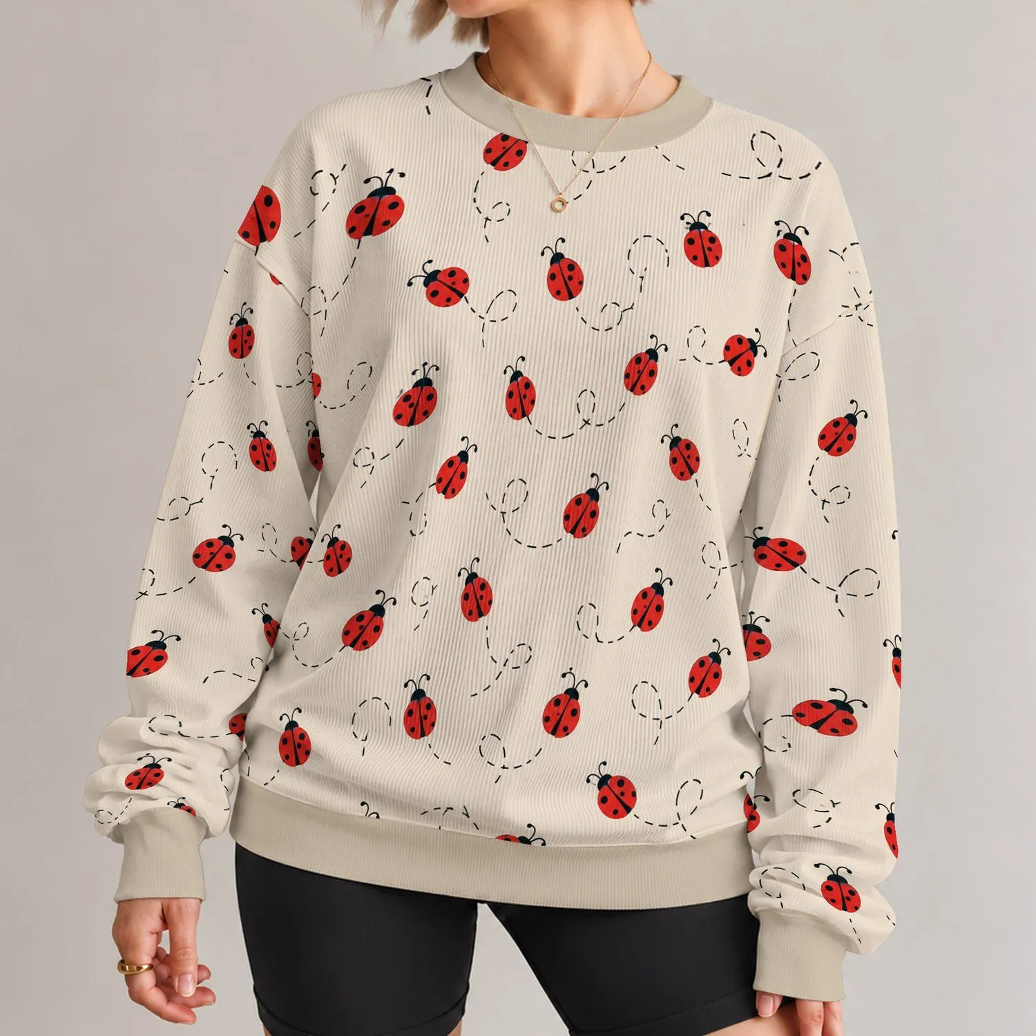 Ladybug Garden Motifs for Cheerful Everyday Outings and Nature Lovers of All Ages All-over Print Knitted Sweater - 1