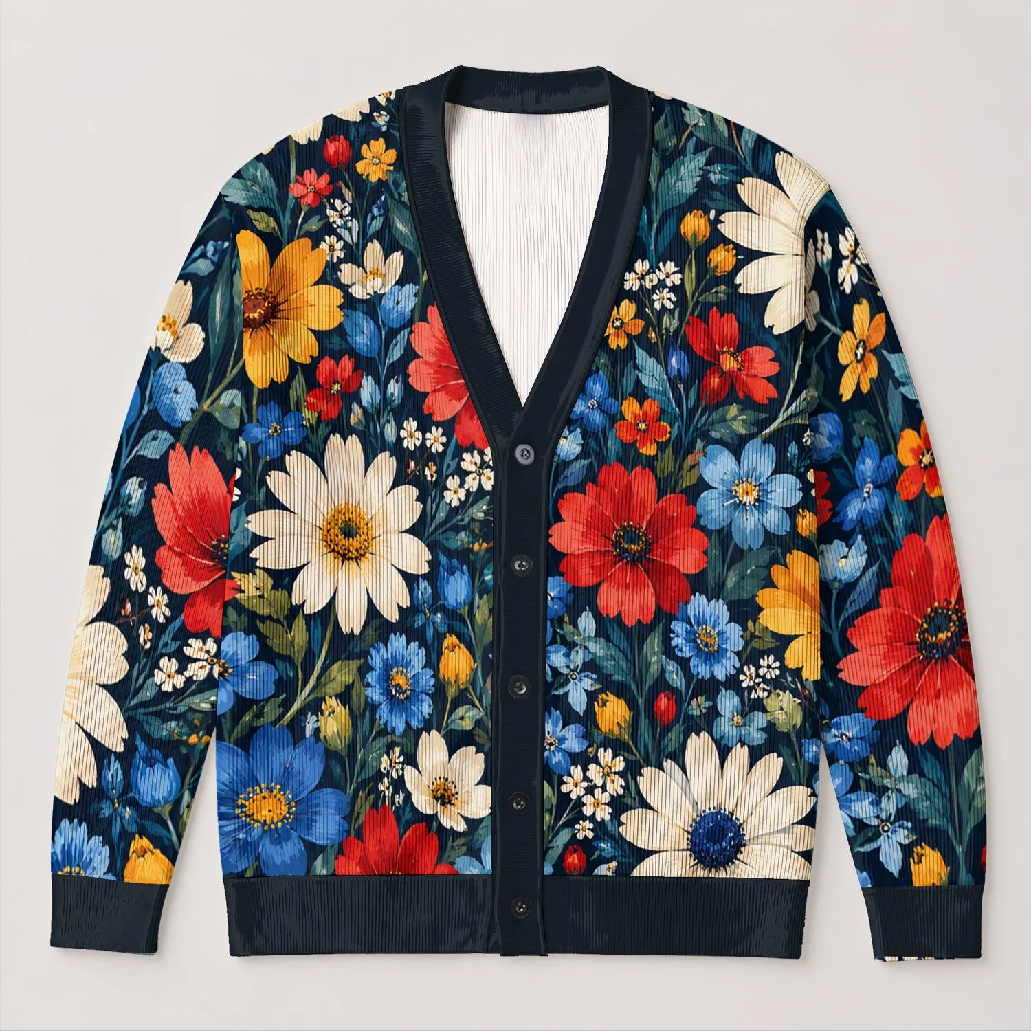 Vintage Wildflower Blooms for Cozy Autumn Walks and Everyday Style for Women Outdoors All-over Print Knitted Cardigan - 1