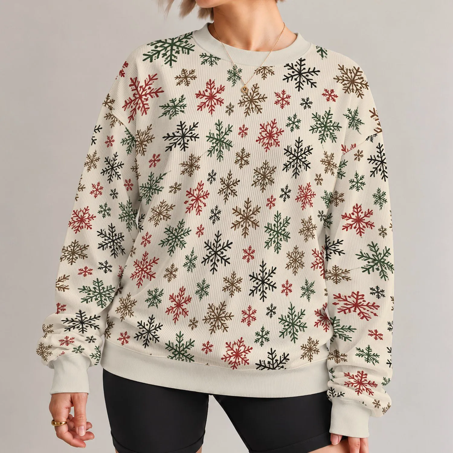 Rustic Snowflake Motifs for Cozy Christmas Gatherings and Cheerful Winter Days at Home All-over Print Knitted Sweater - 1