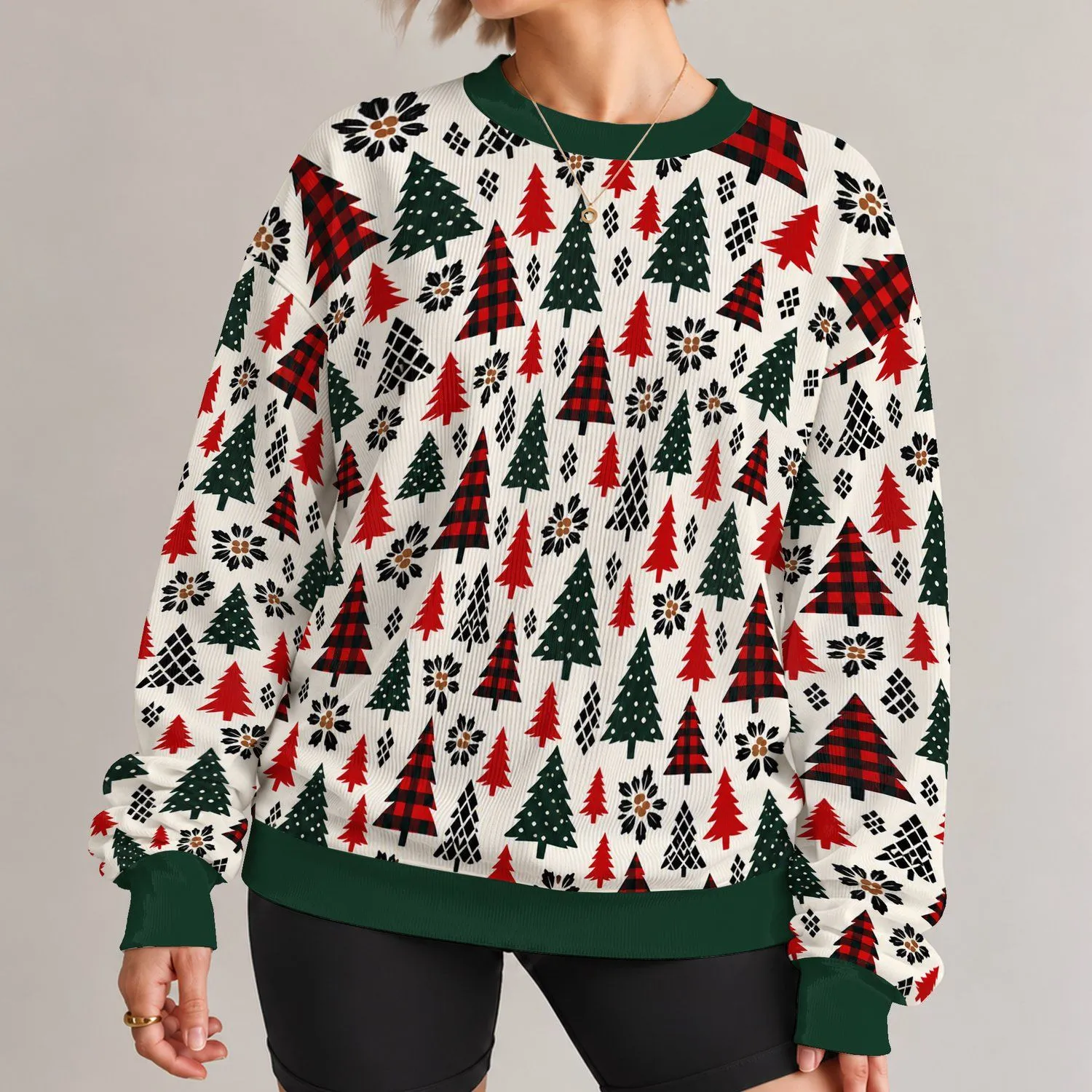 Red And Evergreen Christmas Trees For Festive Holiday Gatherings And Winter Celebrations All-over Print Knitted Sweater - 1