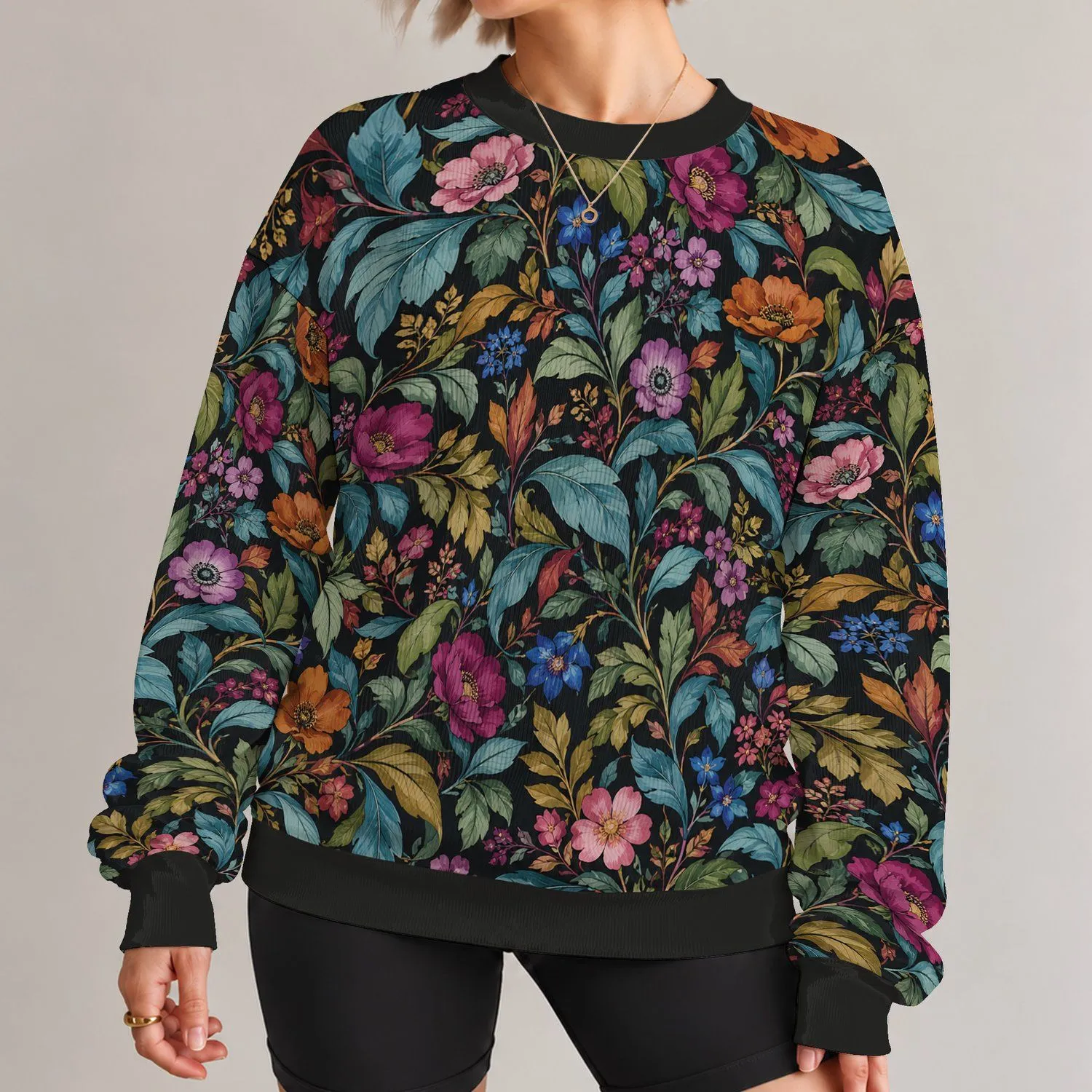 Colorful Vintage Botanicals For Garden Days And Casual Everyday Style All-over Print Knitted Sweater - 1