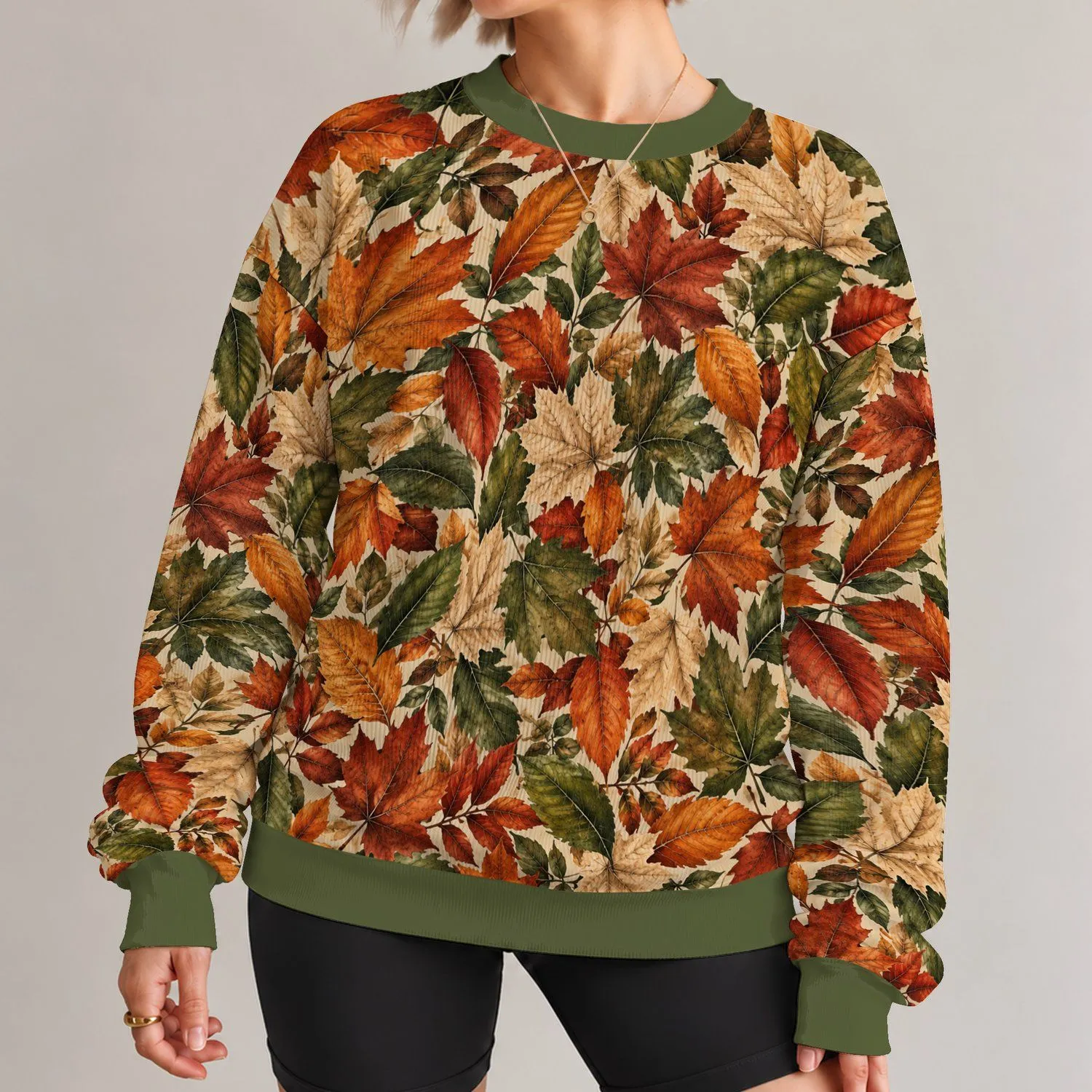 Autumn Maple And Oak Leaves For Cozy Fall Outings And Everyday Wear All-over Print Knitted Sweater - 1