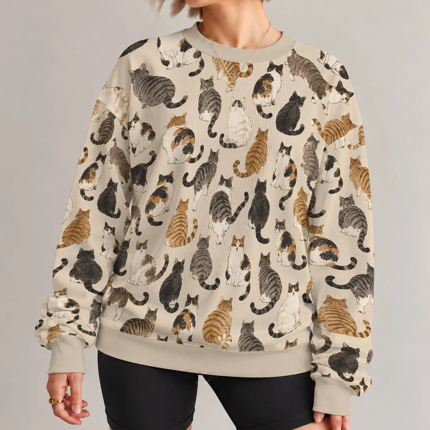 Playful Cat Silhouettes for Cozy Everyday Style and Relaxed Weekend Cat Lovers All-over Print Knitted Sweater - 1