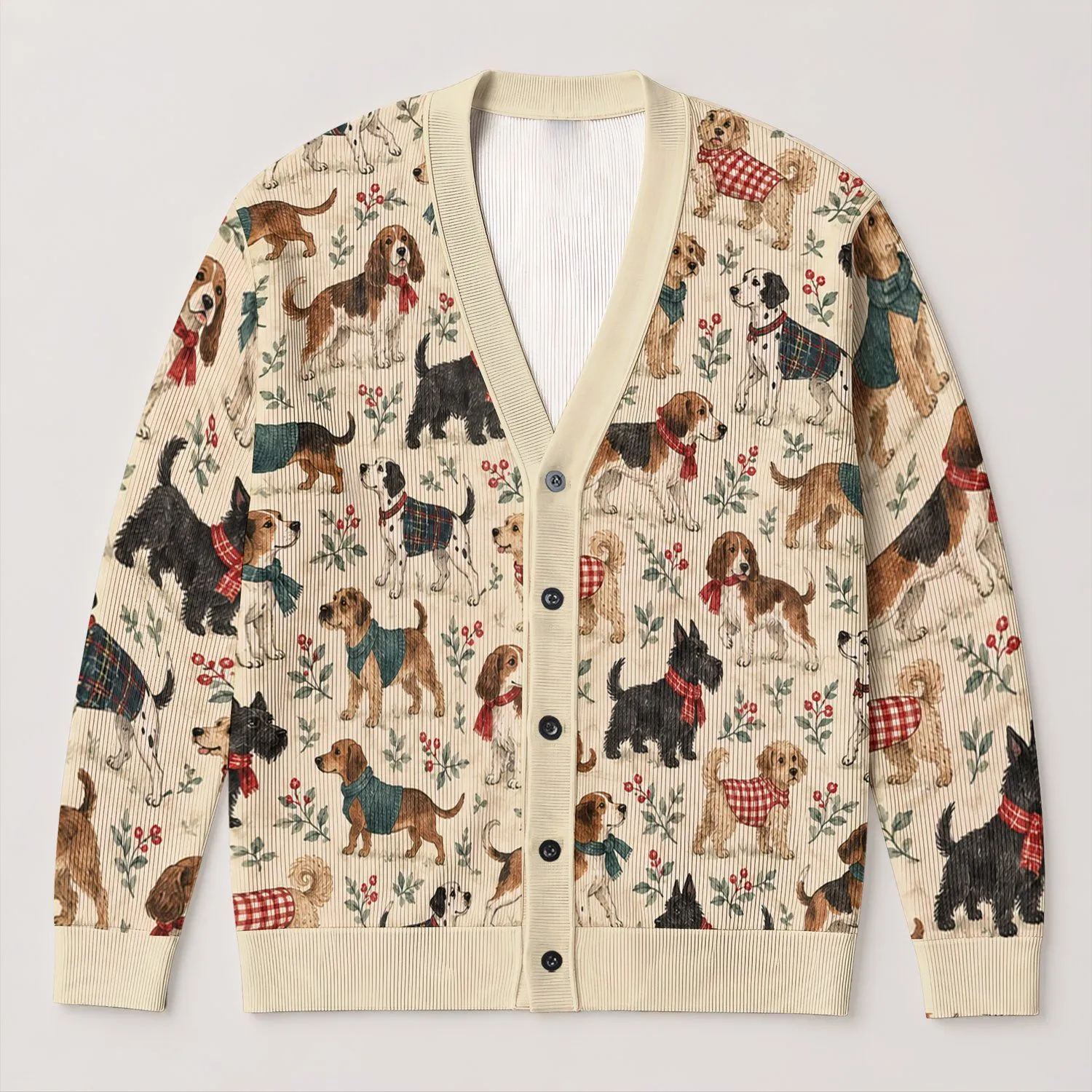 Whimsical Dog Motifs for Everyday Casual Style, Gifts for Pet Parents and Canine Fans All-over Print Knitted Cardigan - 1