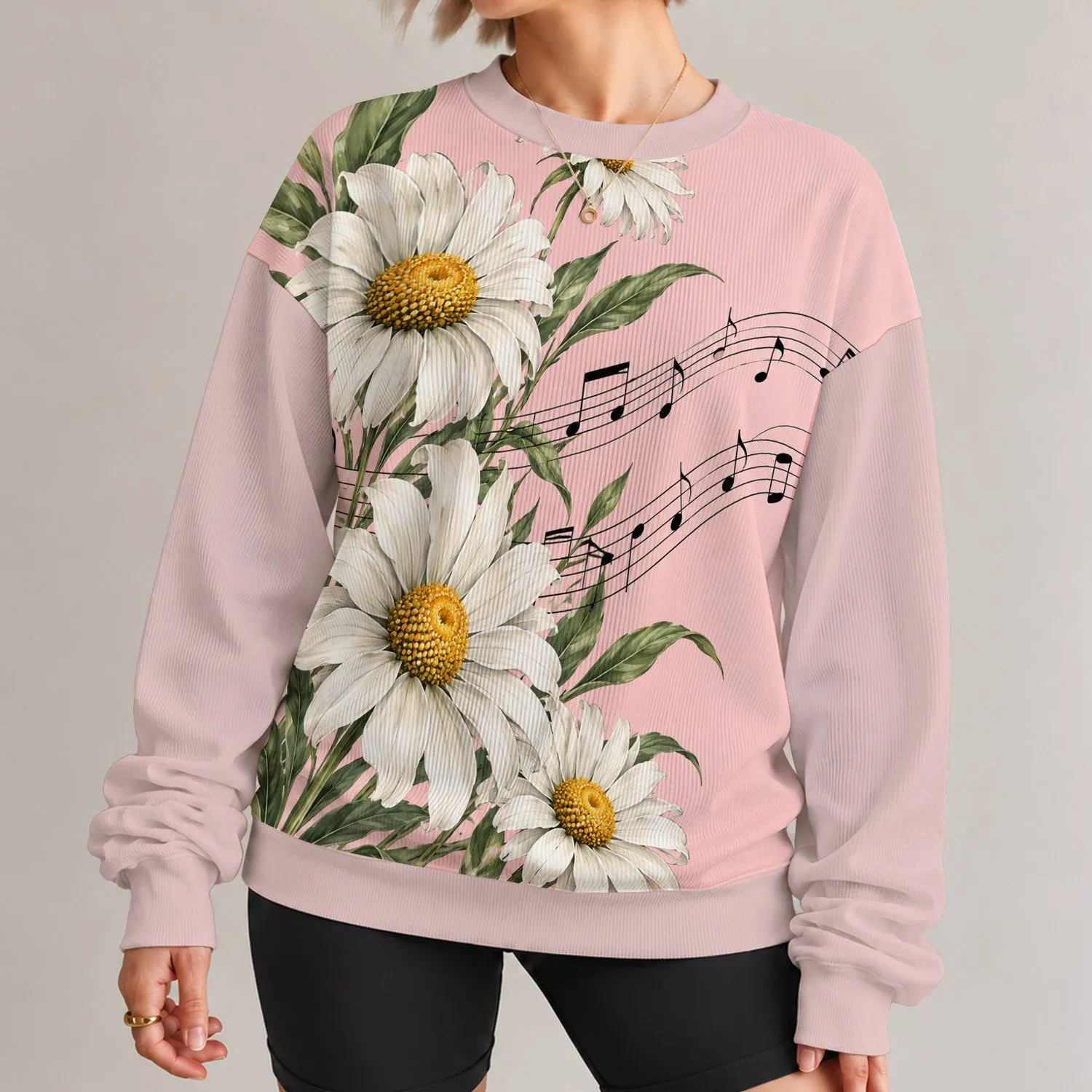 Daisy Musical Notes for Creative Everyday Style and Relaxed Music Lovers All-over Print Knitted Sweater - 1