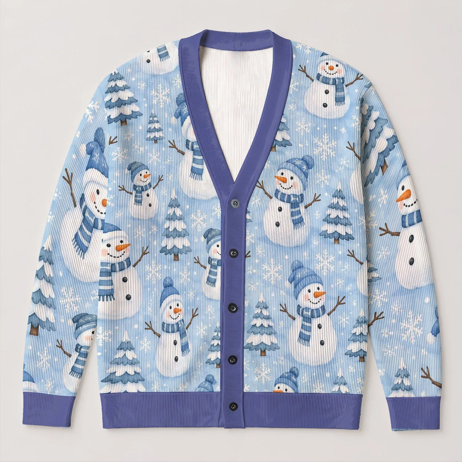 Snowman Winter Cheer For Cozy Holiday Layering And Festive Family Gatherings At Home All-over Print Knitted Cardigan - 1