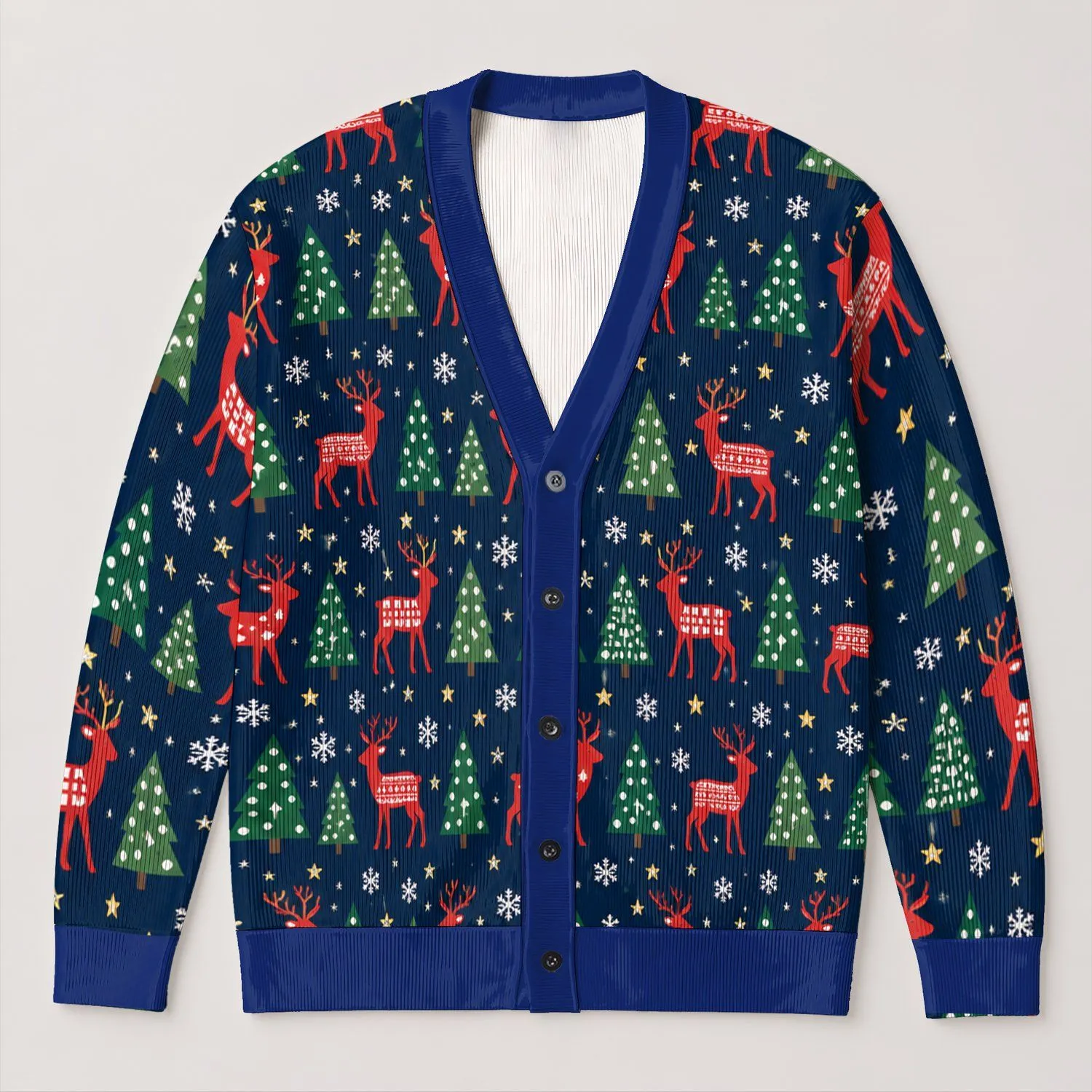 Reindeer Evergreen Holiday Motifs For Cozy Christmas Gatherings And Winter Weekends All-over Print Knitted Cardigan - 1