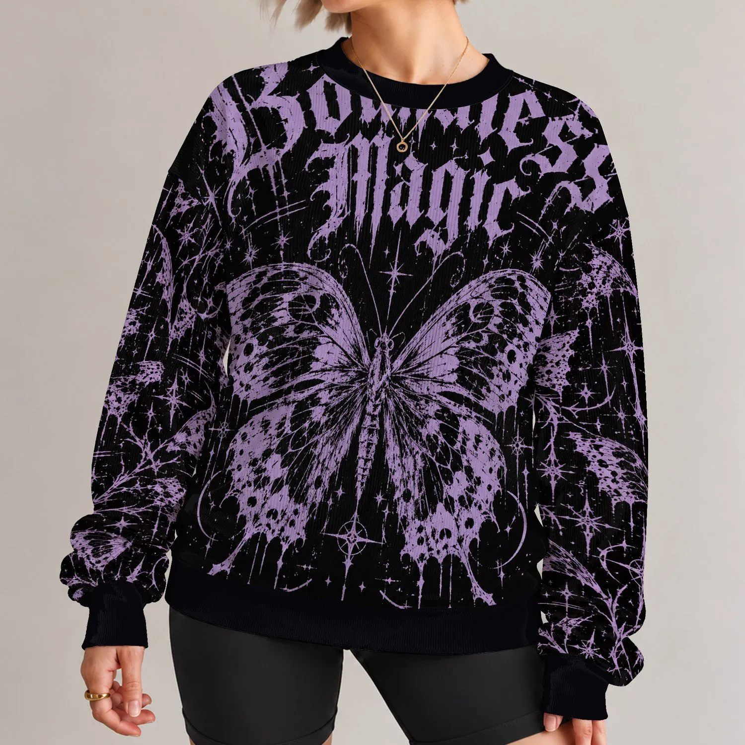 Gothic Butterfly and Boundless Magic for Alternative Streetwear and Casual Days All-over Print Knitted Sweater - 1