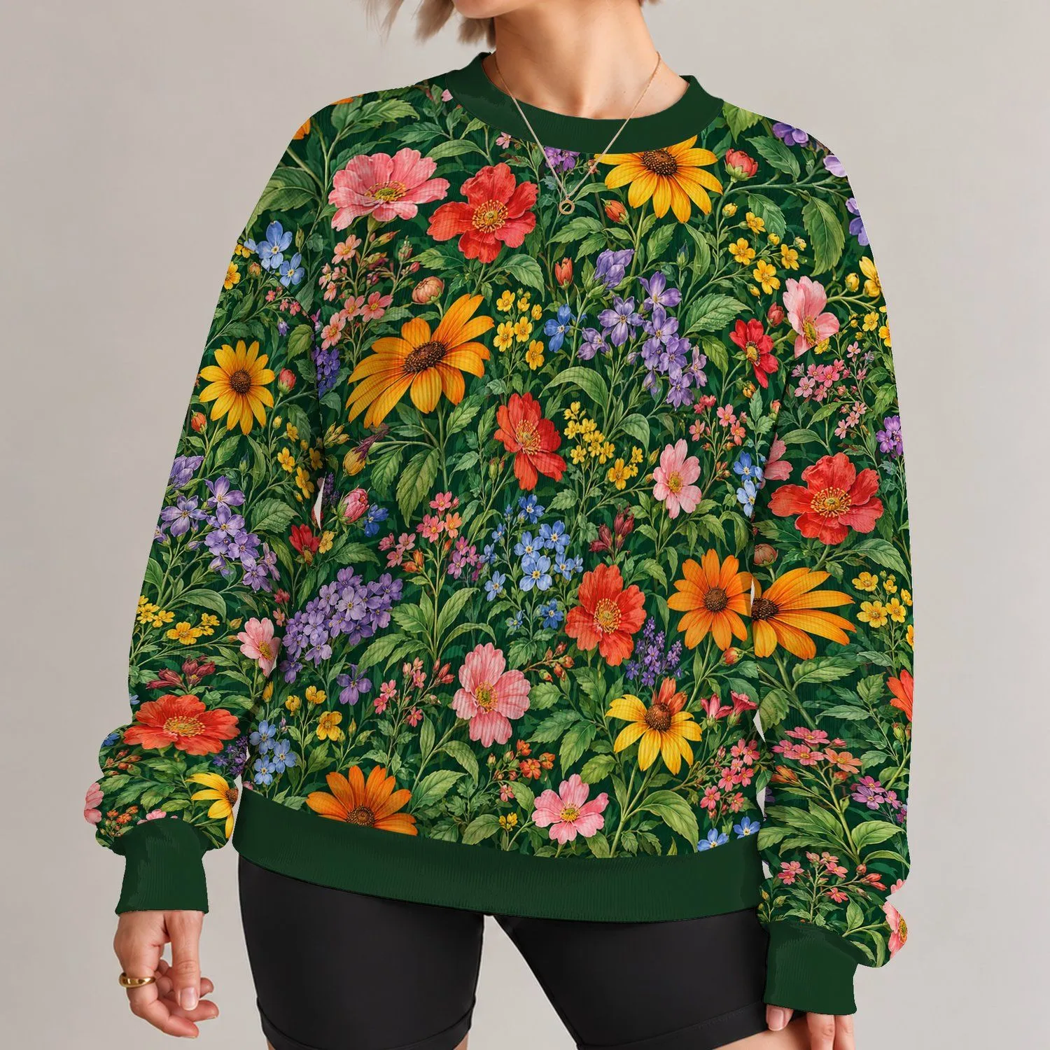 Lush Garden Blooms for Spring Outings and Everyday Botanical Style for Women All-over Print Knitted Sweater - 1