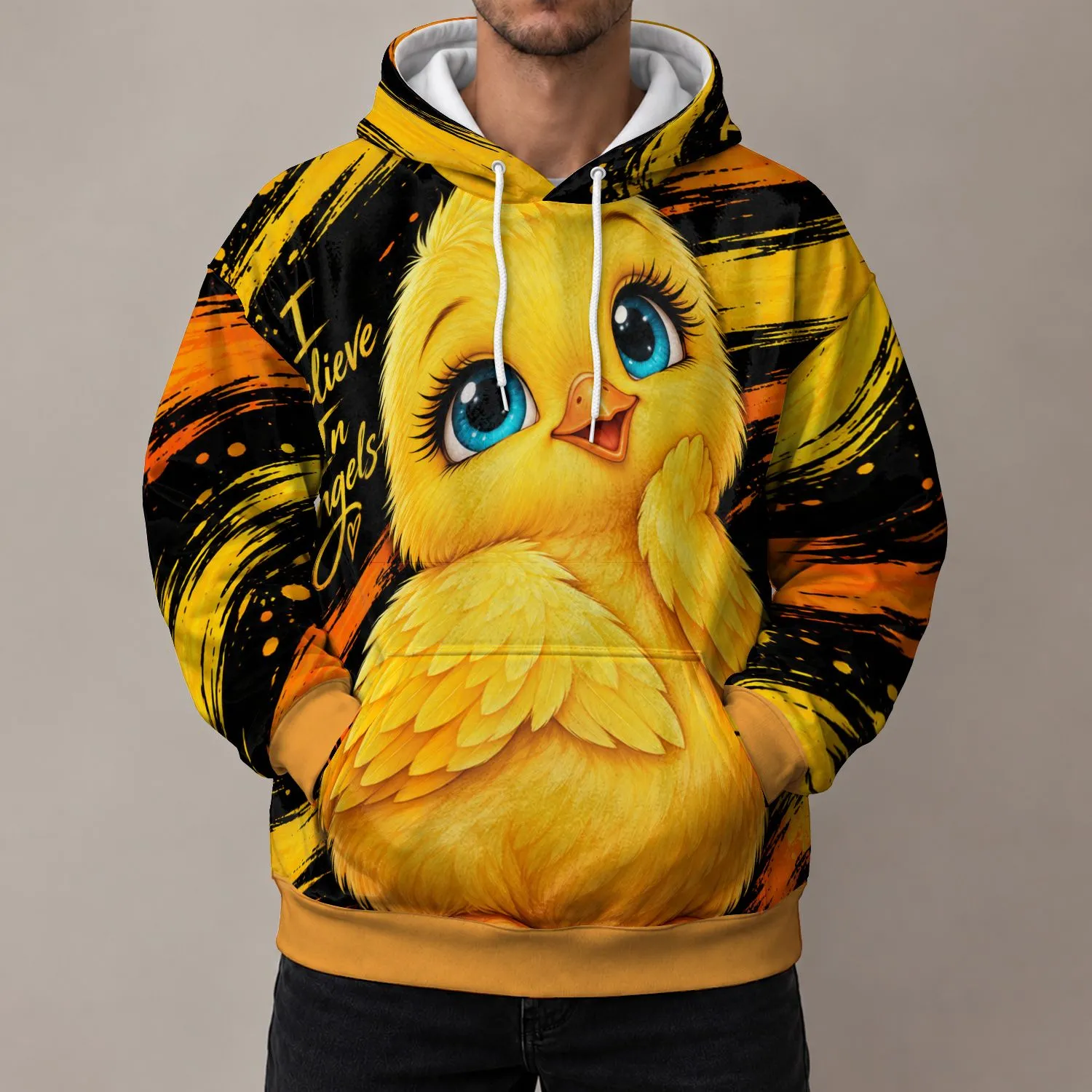 Golden Canary Angel Saying for Mother's Day Gifting and Whimsical Bird Lover Style All-over Print Hoodie (Lightweight) - 1