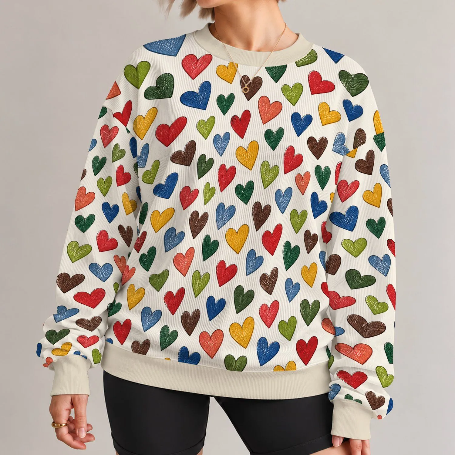 Colorful Hand-Drawn Hearts for Cheerful Everyday Style and Thoughtful Gifting All-over Print Knitted Sweater - 1