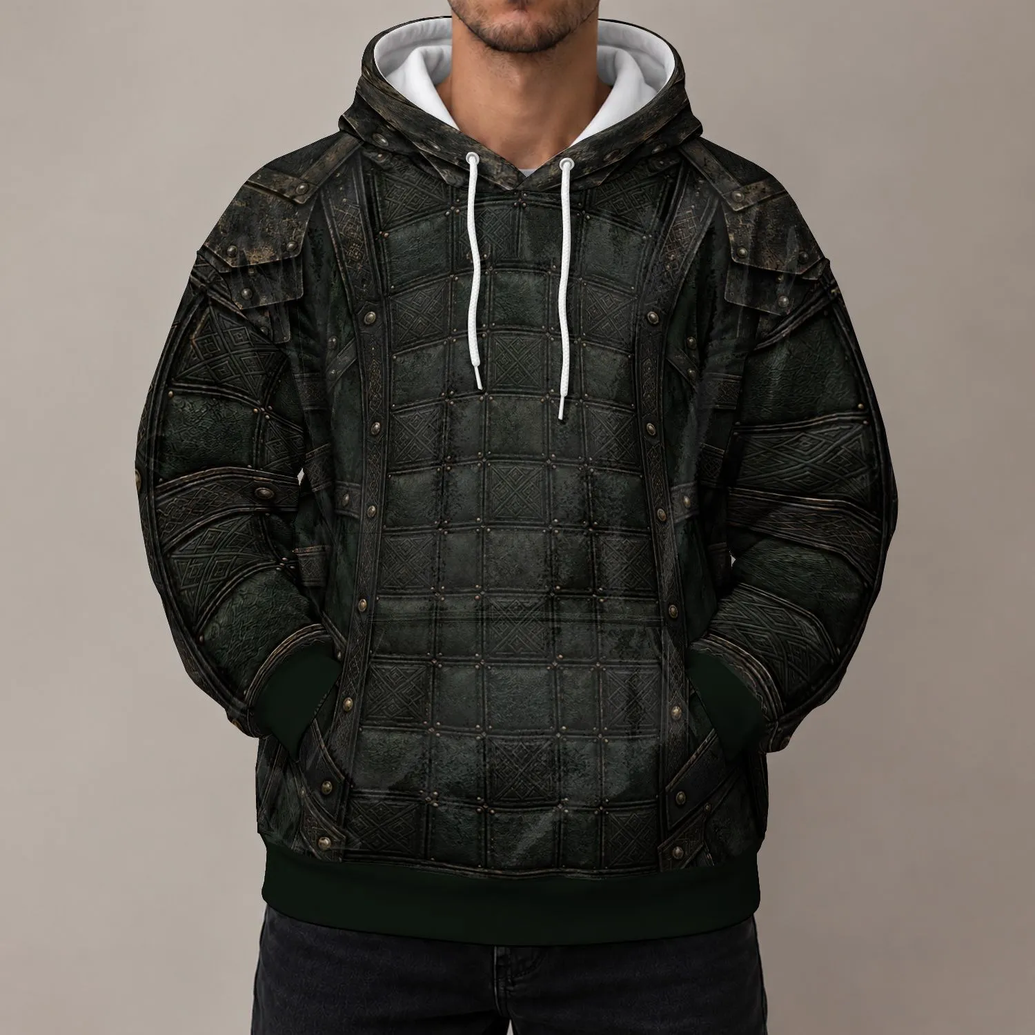 Dark Quilted Ranger Armor Costume For Halloween Gaming And Cosplay Enthusiasts All-over Print Hoodie (Lightweight) - 1