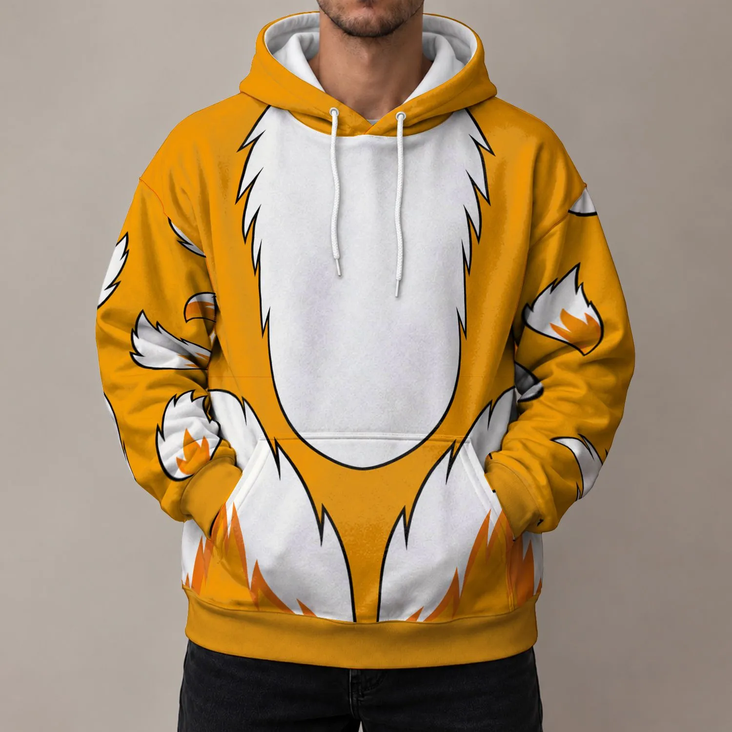 Orange Fox Tail Costume Look For Halloween Cosplay Fans And Family Group Celebrations All-over Print Hoodie (Lightweight) - 1