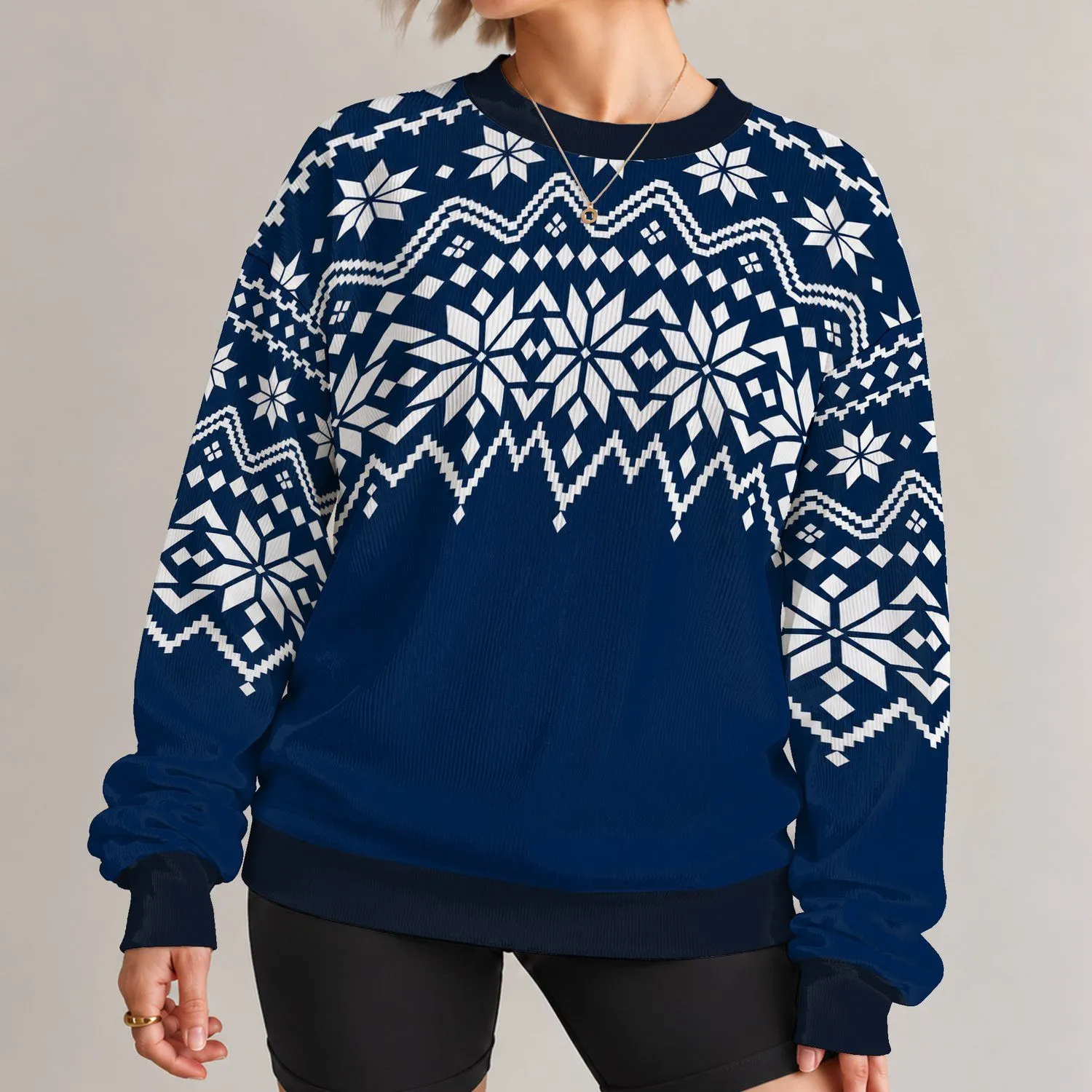 Nordic Snowflake Motifs for Cozy Alpine Getaways and Relaxed Winter Weekends Outdoors All-over Print Knitted Sweater - 1