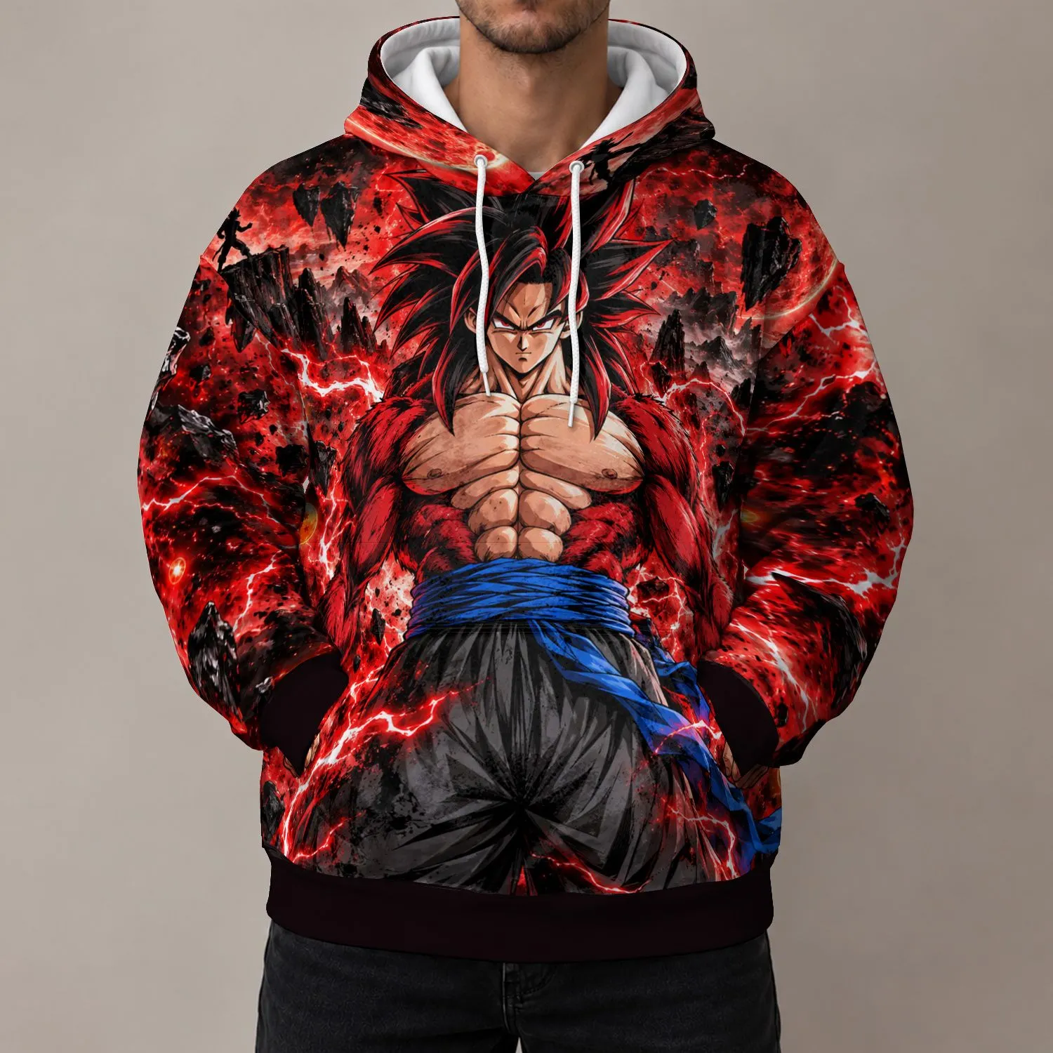 Crimson Lightning Martial Artist for Anime Fans and Action-Loving Friends All-over Print Hoodie (Lightweight) - 1