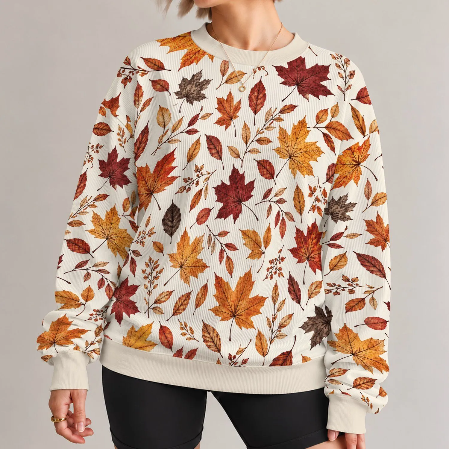 Warm Autumn Maple Leaves for Cozy Fall Outings and Everyday Nature-Lover Style All-over Print Knitted Sweater - 1