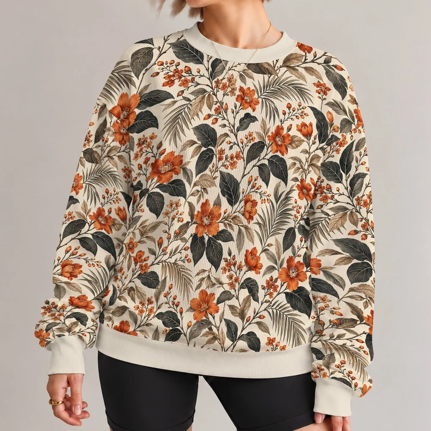 Rustic Tropical Botanical Blooms for Weekend Streetwear and Everyday Autumn Style All-over Print Knitted Sweater - 1