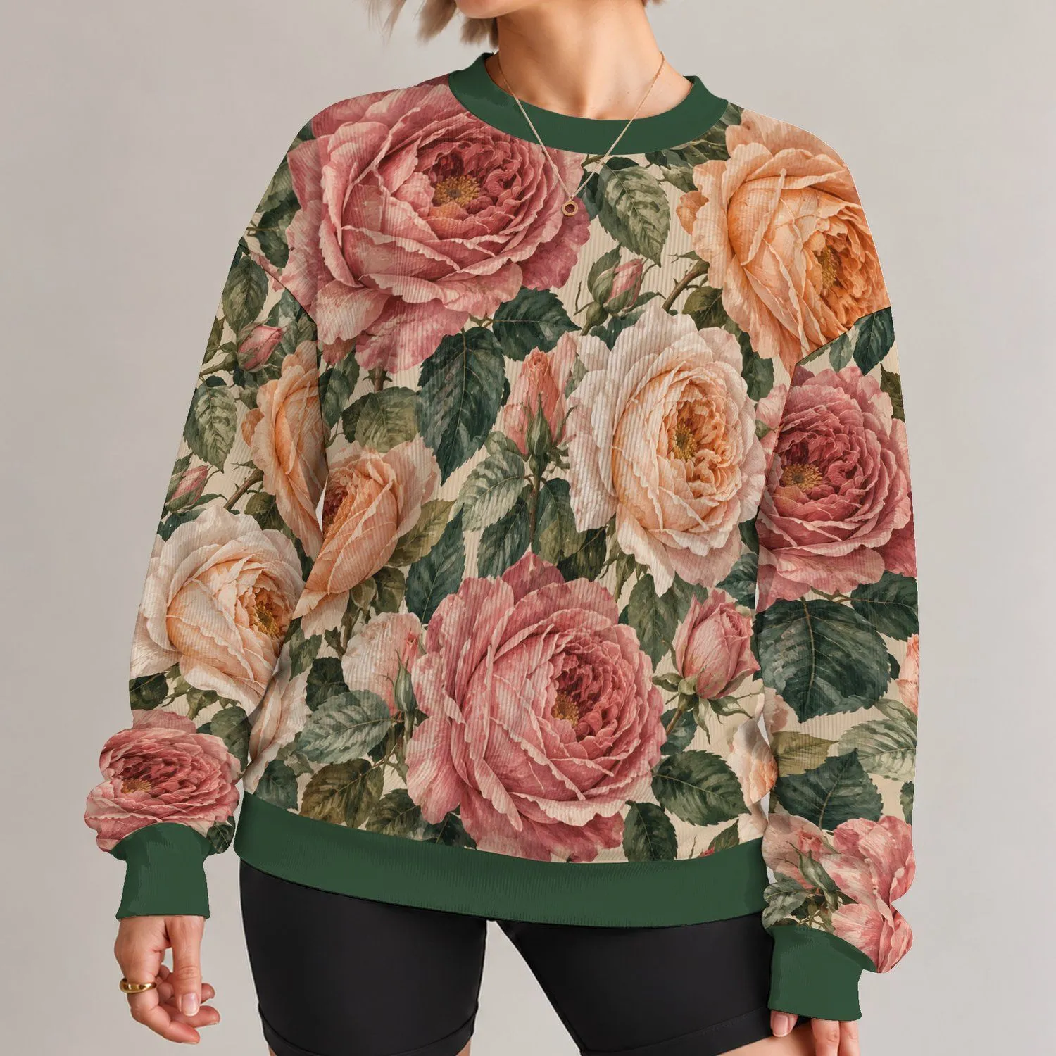 Watercolor Roses for Romantic Everyday Styling and Garden Gatherings for Women All-over Print Knitted Sweater - 1