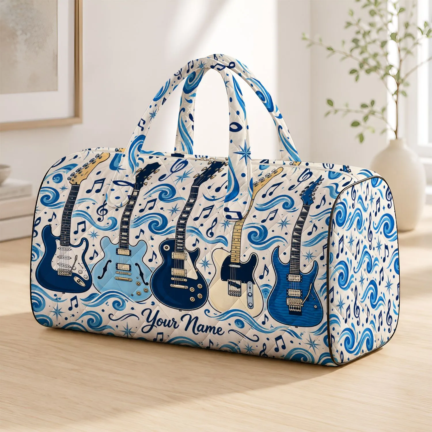 Electric Guitar Music for Beach Getaways, Weekend Adventures, and Road Trips for Music Lovers Quilted Weekend Bag - 1